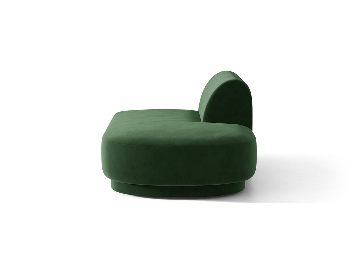 Modulares Sofaelement in Dunkelbeige mit Bluvel-Stoffbezug, schwarzen Kunststoffbeinen und niedriger Rückenlehne, rechts ausgerichtet.