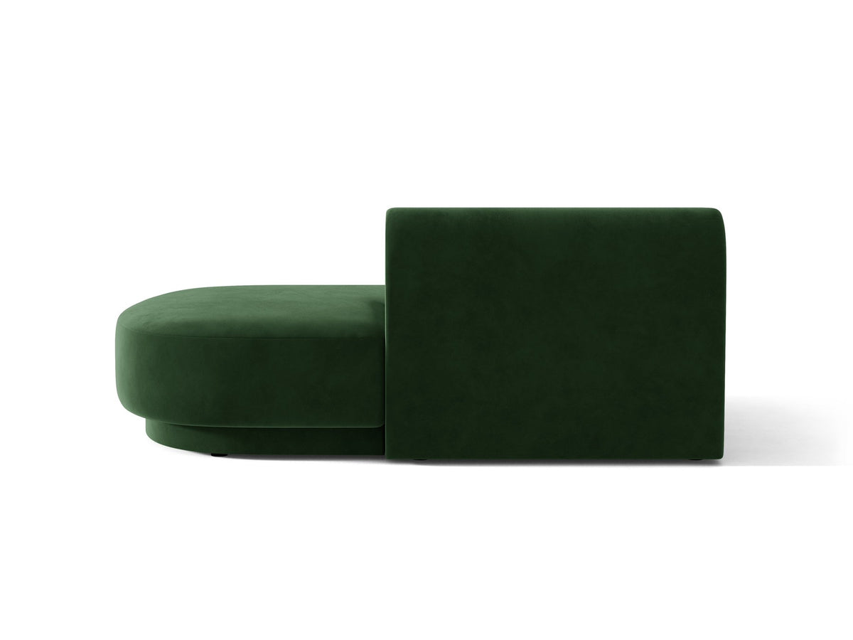 Modulares Sofaelement in Dunkelbeige mit Bluvel-Stoffbezug, schwarzen Kunststoffbeinen und niedriger Rückenlehne, rechts ausgerichtet.
