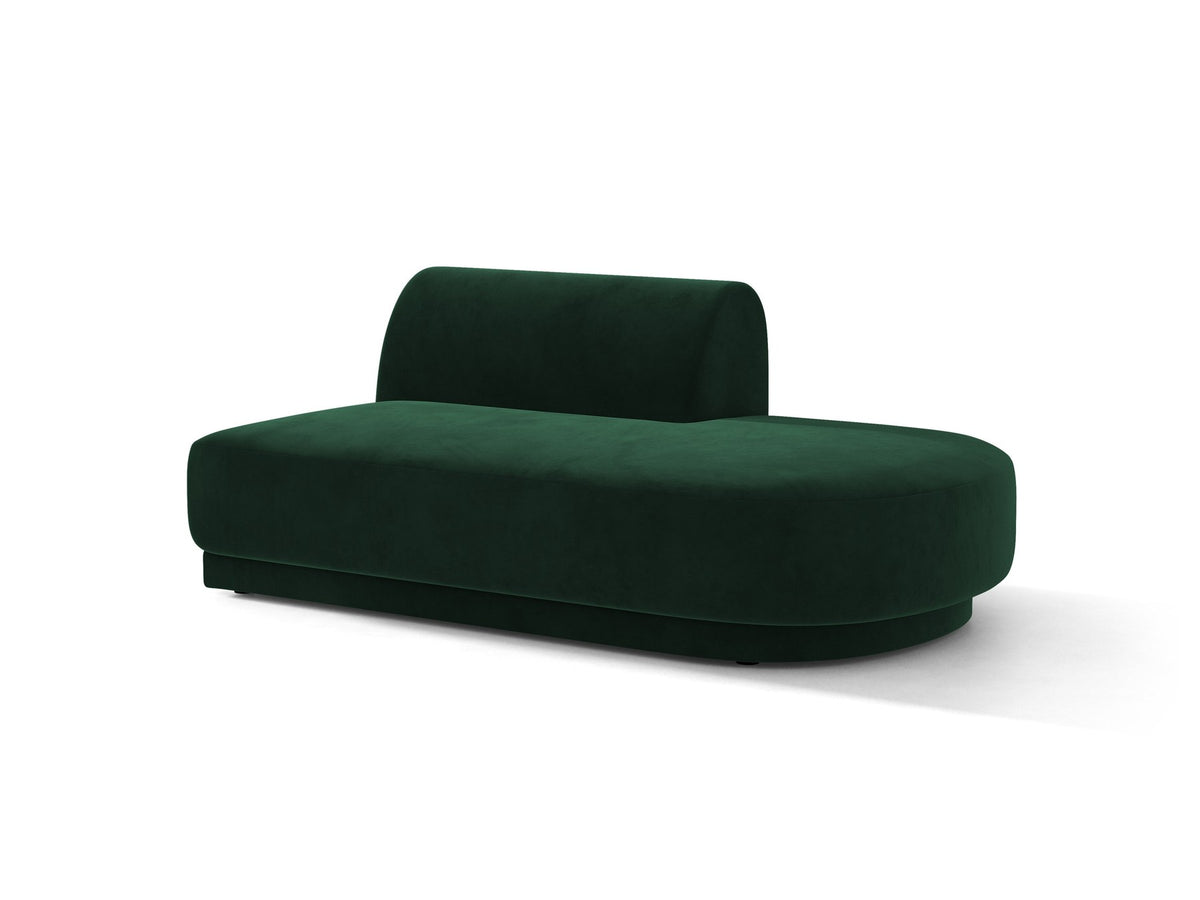 Modulares Sofaelement in Dunkelbeige mit Bluvel-Stoffbezug, schwarzen Kunststoffbeinen und niedriger Rückenlehne, rechts ausgerichtet.