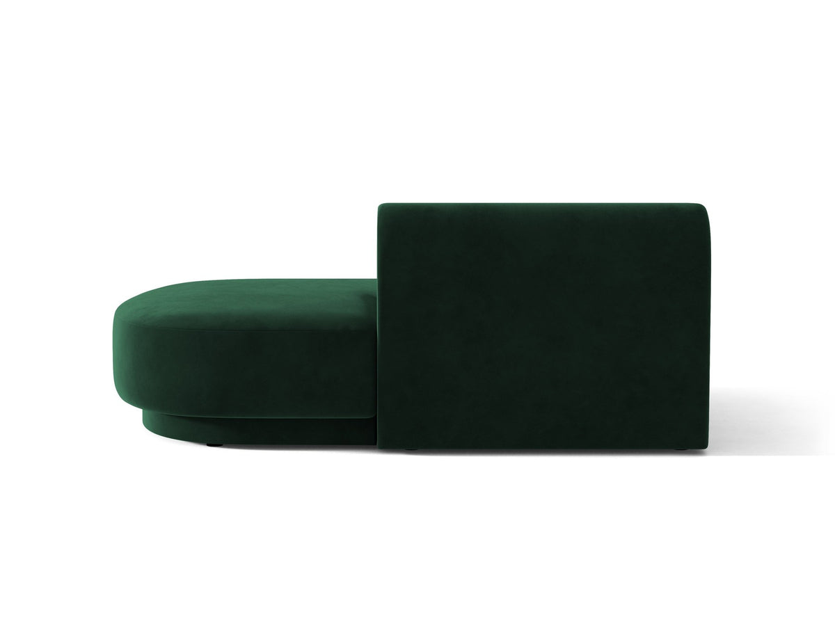 Modulares Sofaelement in Dunkelbeige mit Bluvel-Stoffbezug, schwarzen Kunststoffbeinen und niedriger Rückenlehne, rechts ausgerichtet.