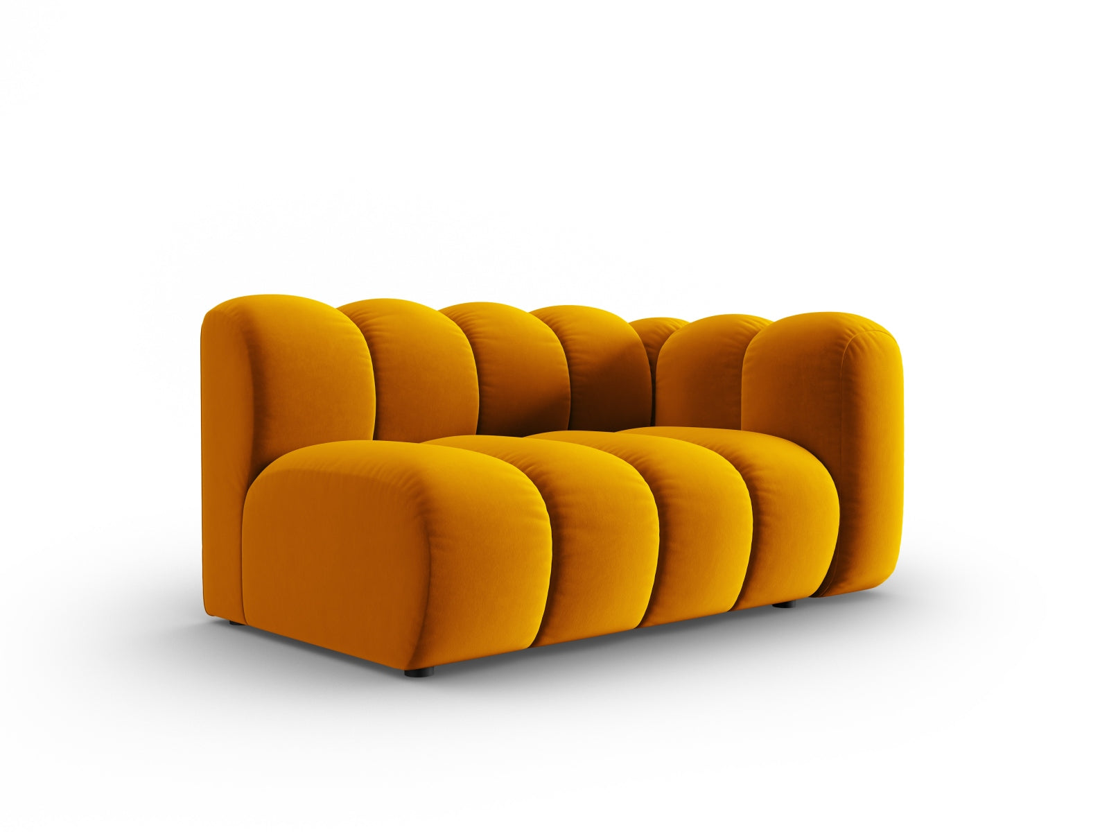 Elegantes Lupine Velour Modular Sofa in Gelb, rechtsseitiger 2-Sitzer, ideal für stilvolle Wohnräume, erhältlich bei KAQTU Design AG.