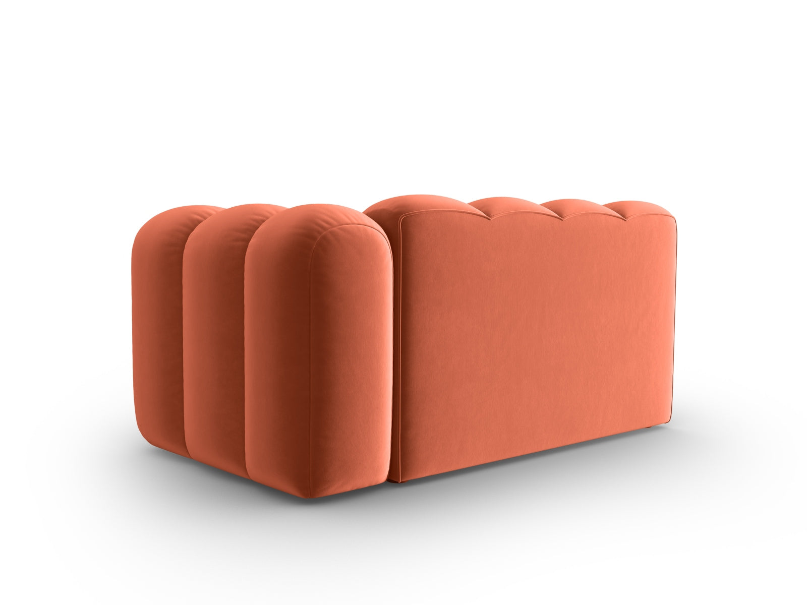 Modulares 2-Sitzer Sofa Lupine aus Velours in Coral-Salvador, perfekt für moderne Wohnkonzepte und gemütliche Atmosphäre.