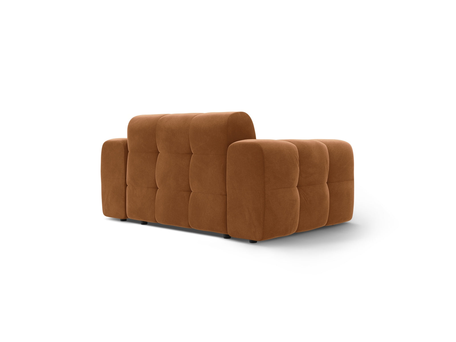 Elegantes Kendal Velour Sofa in sanftem Camel, perfektes 2-Sitzer Möbelstück für stilvolle und einladende Wohnräume.