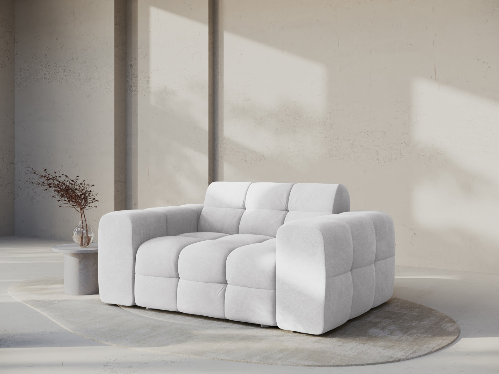 Kendal Velour Sofa 2 Sitzer in Light Grey präsentiert im Onlineshop von KAQTU Design AG. 2er Sofa ist von Micadoni