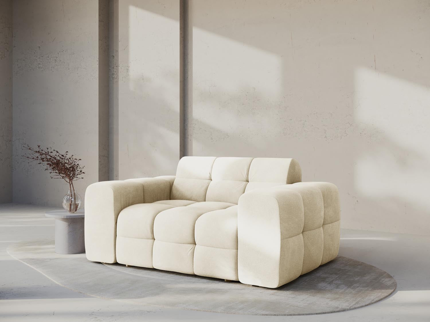 Kendal Velour Sofa 2 Sitzer in Ivory präsentiert im Onlineshop von KAQTU Design AG. 2er Sofa ist von Micadoni