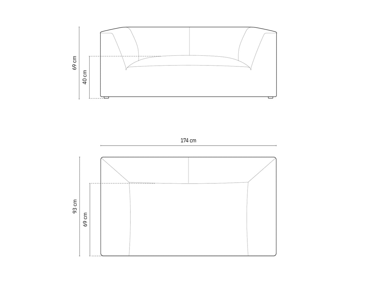 Ruby Sofa 2 Sitzer in Light Grey-Ottawa präsentiert im Onlineshop von KAQTU Design AG. 2er Sofa ist von Micadoni
