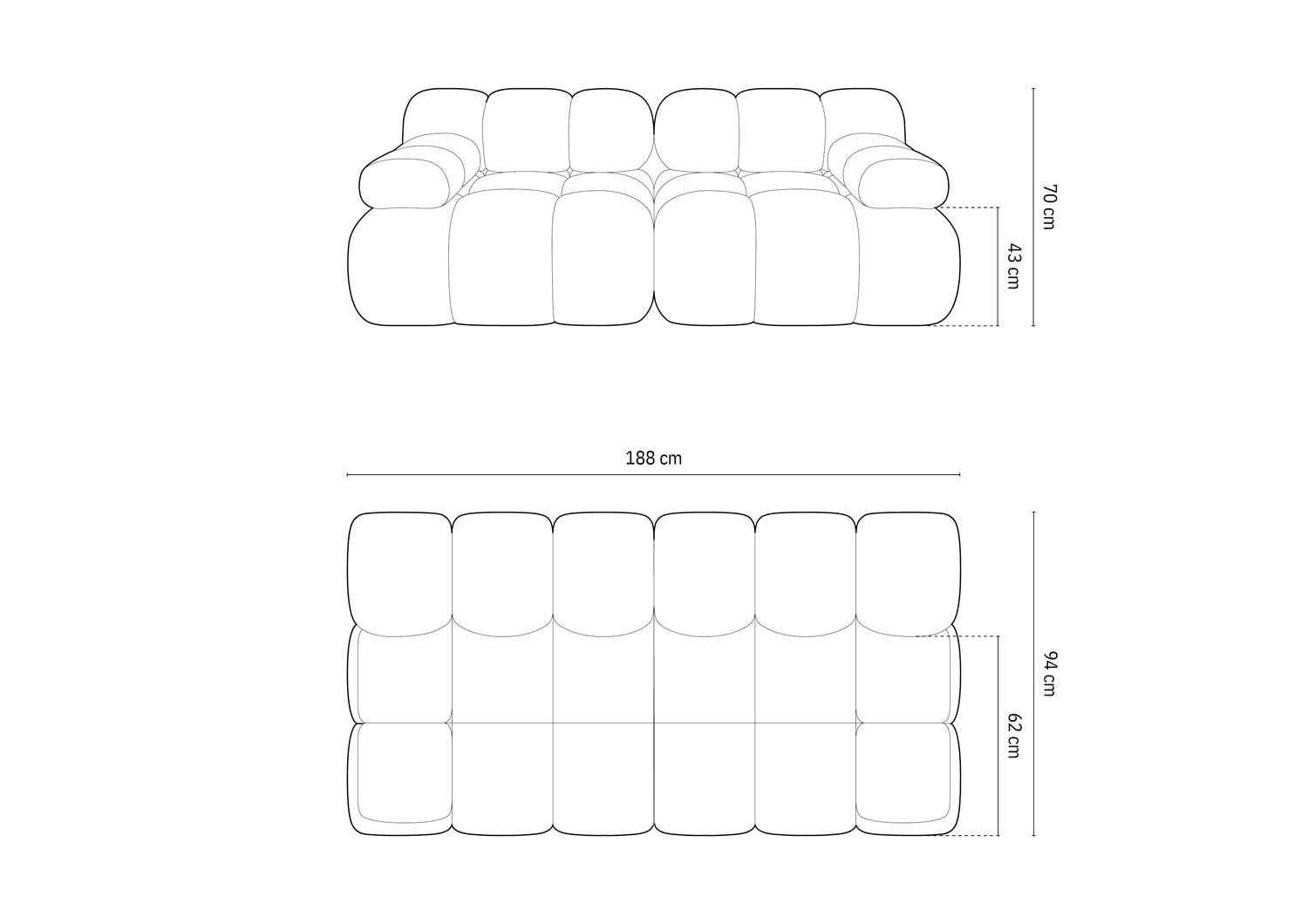 Bellis Modulares Sofa 2 Sitzer 94cm in Espresso präsentiert im Onlineshop von KAQTU Design AG. 3er Sofa ist von Micadoni
