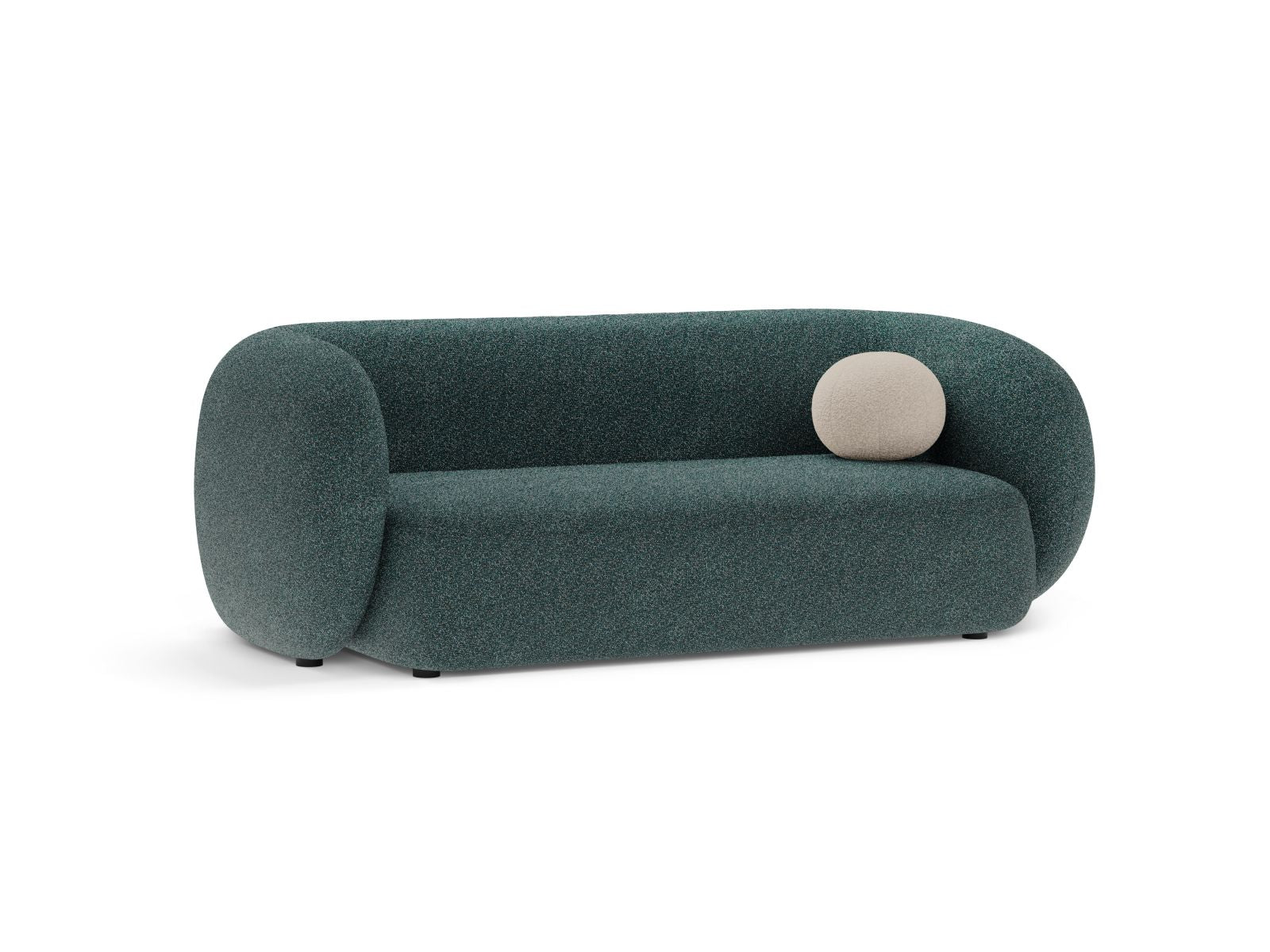 Elegantes 2-Sitzer Sofa Kate in grün-blauem Melange-Stoff, ideal für moderne Wohnräume, erhältlich bei KAQTU Design AG.