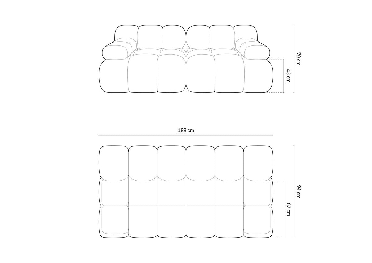 Bellis Boucle modulares Sofa 2 Sitzer 94cm in Petrol-Rolf präsentiert im Onlineshop von KAQTU Design AG. 3er Sofa ist von Micadoni