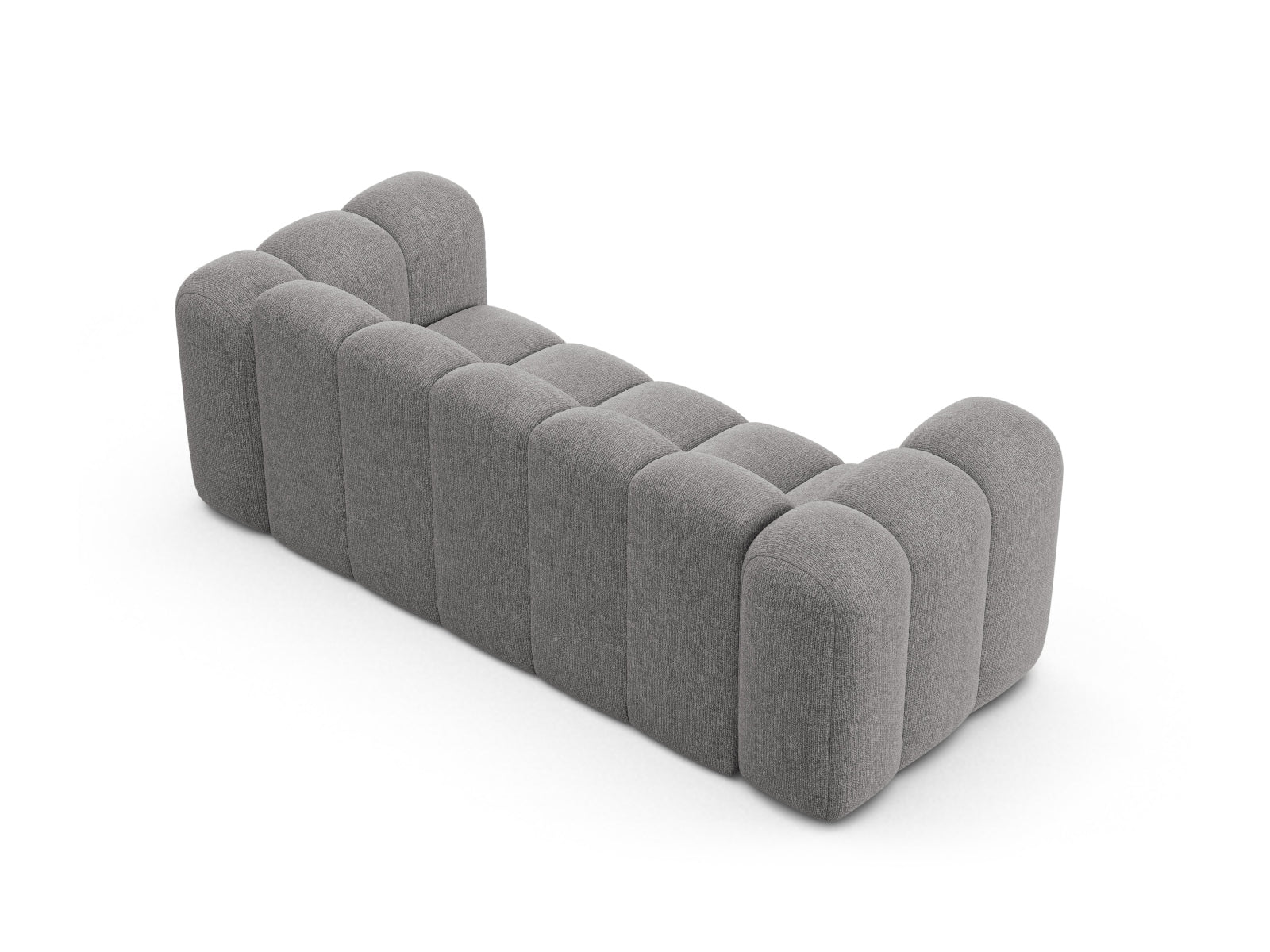 Modernes 2-Sitzer Sofa Lupine in sanftem Grau, perfekt für gemütliche Wohnzimmer. Hochwertige Materialien und stilvolles Design von Micadoni.