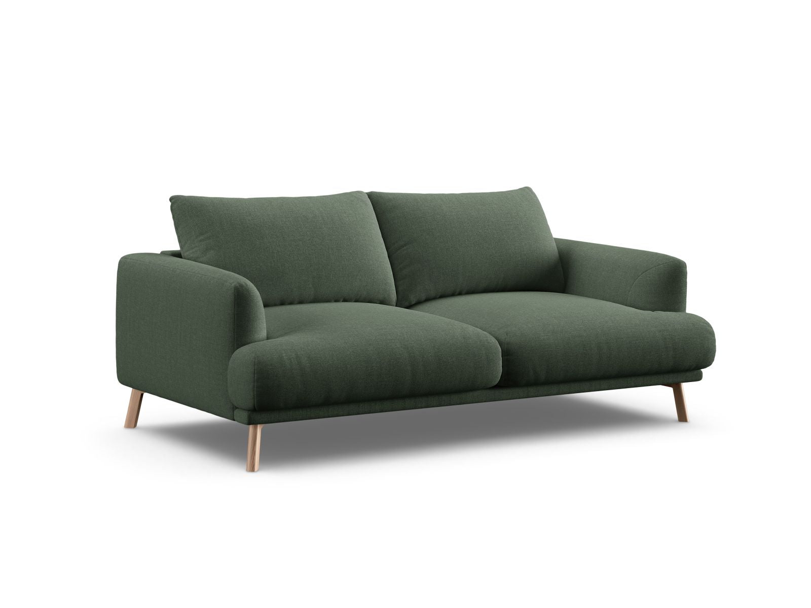 Elegantes 2-Sitzer Sofa Naomi in einem stilvollen Moosgrün, ideal für moderne Wohnräume und gemütliche Abende.