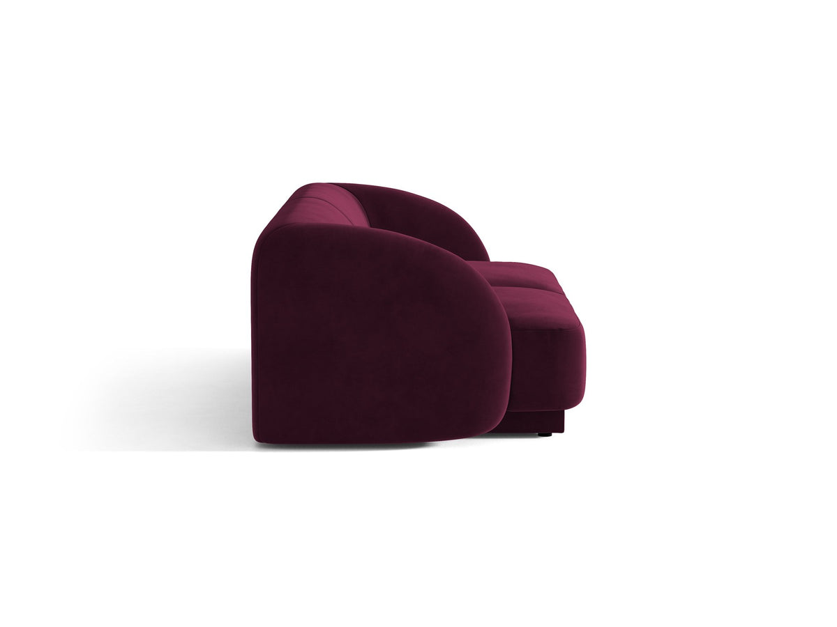 Dunkelbeiges 2er Sofa Miley von Micadoni mit Bluvel-Stoffbezug, schwarzen Kunststoffbeinen und flacher Rückenlehne, freigestellt fotografiert.