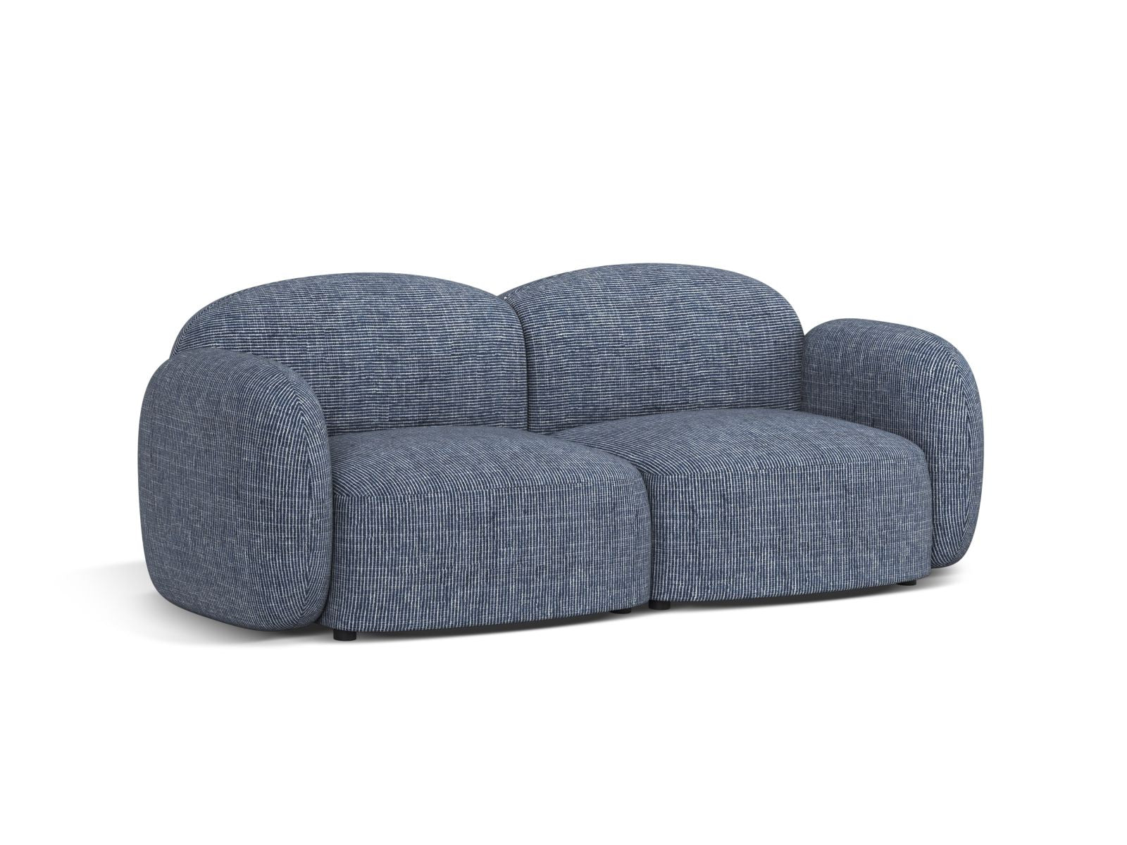 Elegantes 2-Sitzer Sofa Blair in stilvollem Blau-Melange, ideal für moderne Wohnräume, erhältlich bei KAQTU Design AG.