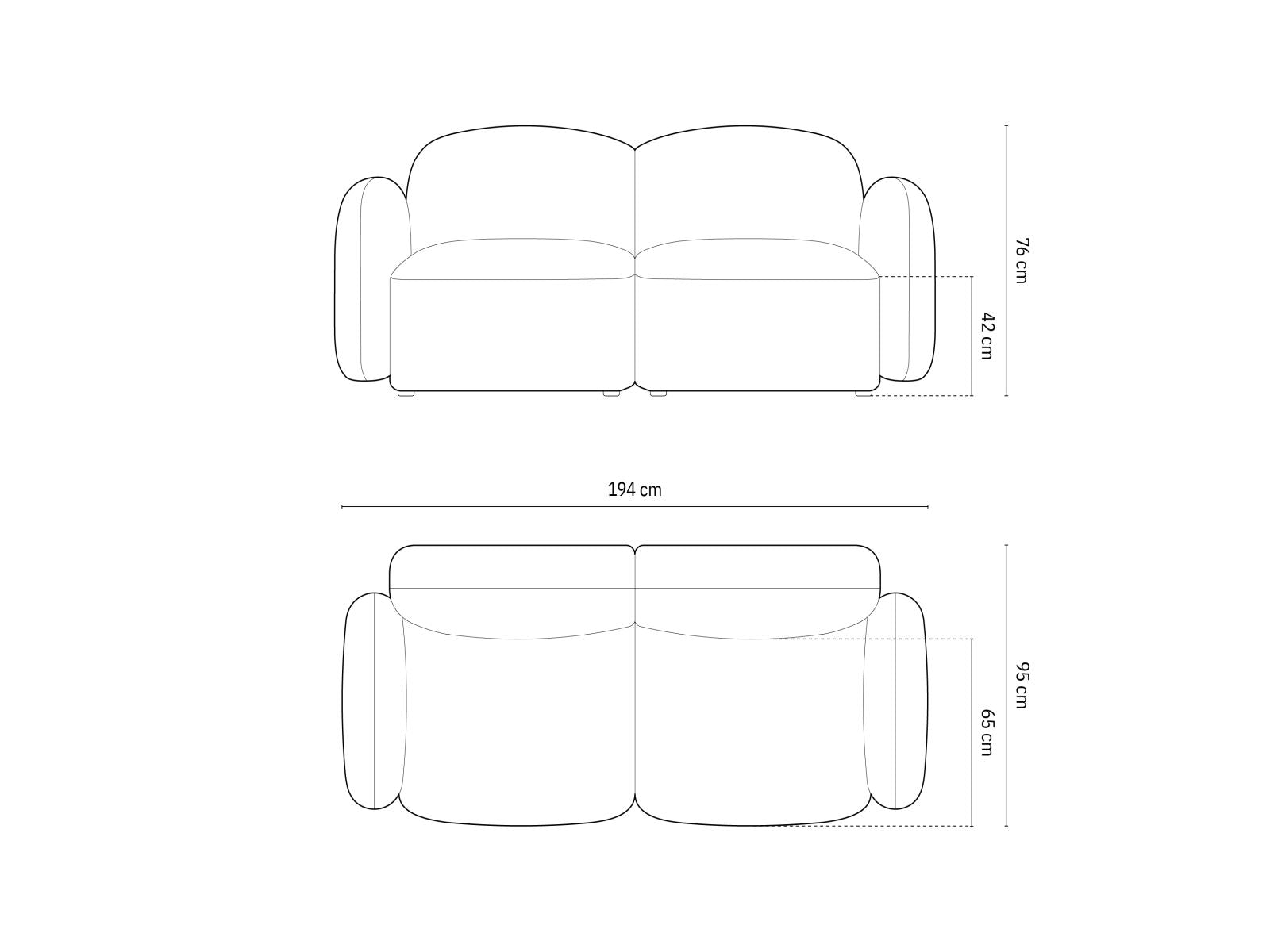 Modernes 2-Sitzer Sofa Blair in ansprechendem Blau-Melange, perfekt für stilvolle Wohnzimmer und gemütliche Sitzgelegenheiten.