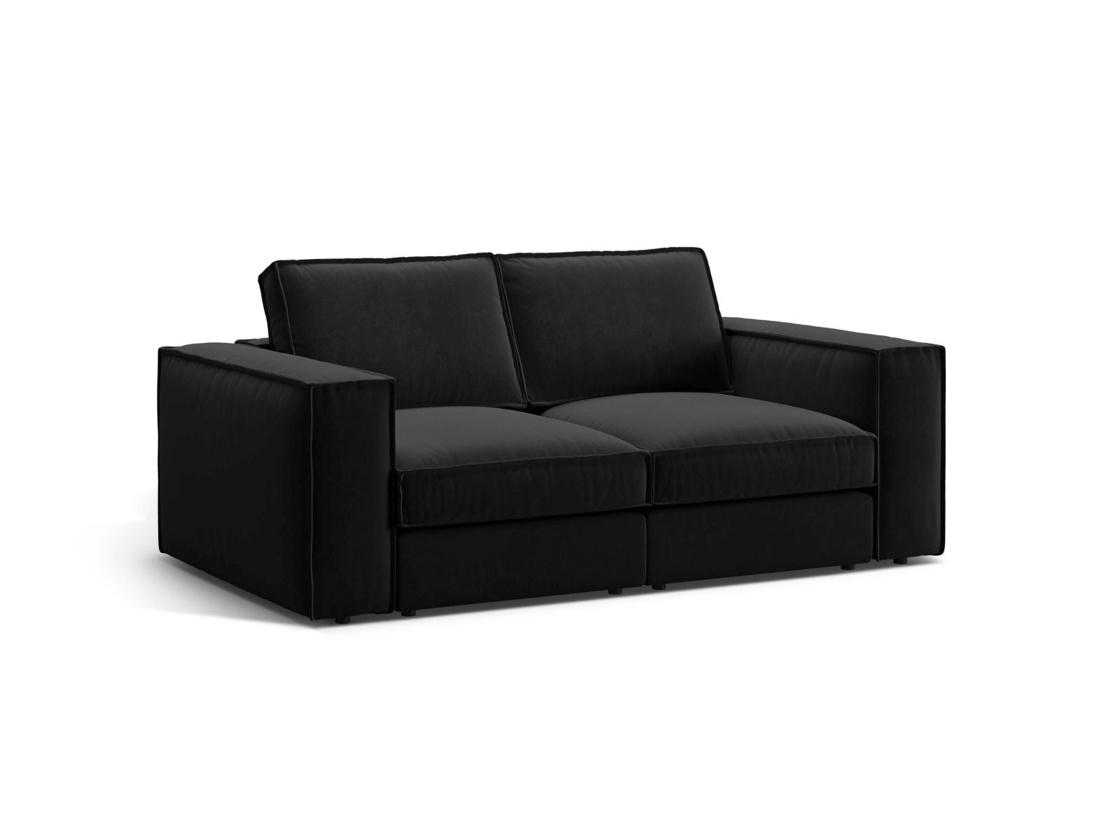 Elegantes 2-Sitzer Sofa Pola in Schwarz von Micadoni, ideal für moderne Wohnräume, mit modularer Bauweise für flexible Gestaltung.