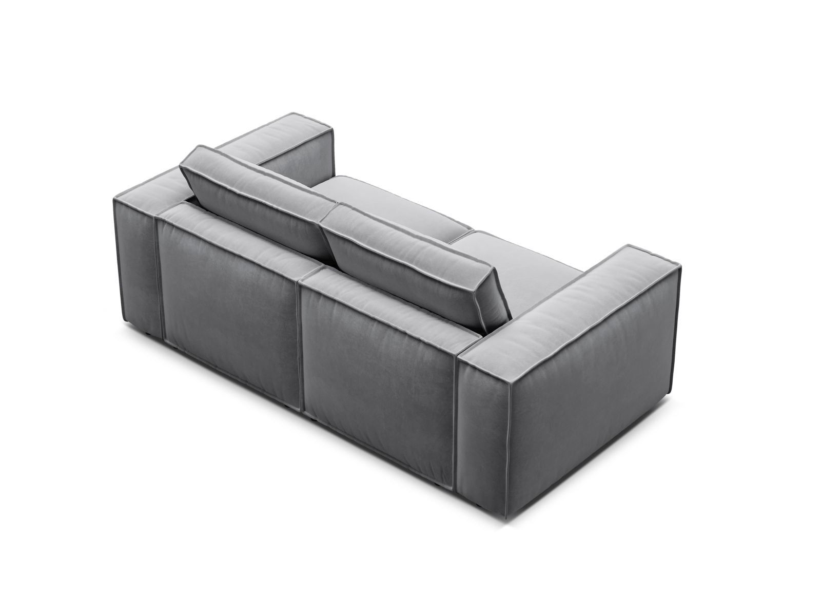 Modernes 2-Sitzer Sofa Pola in edlem Grau, ideal für gemütliche Wohnräume, mit flexibler Modularität für individuelle Gestaltung.