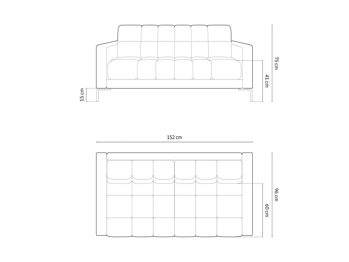 Mamaia Velour Sofa 2 Sitzer in Yellow/Schwarz-Bluvel präsentiert im Onlineshop von KAQTU Design AG. 2er Sofa ist von Micadoni