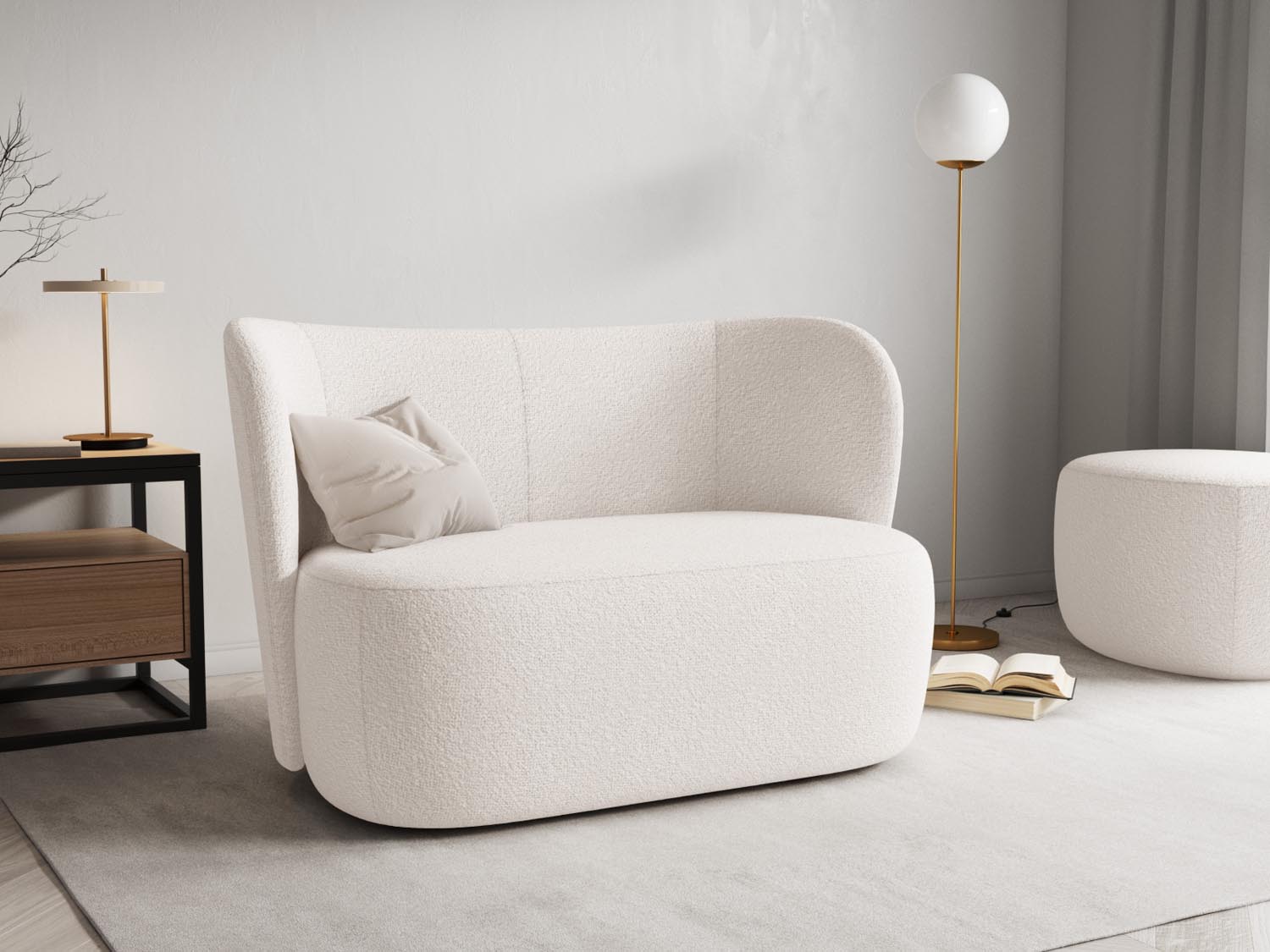 Saamit Boucle Sofa 2 Sitzer in Beige präsentiert im Onlineshop von KAQTU Design AG. 2er Sofa ist von Micadoni