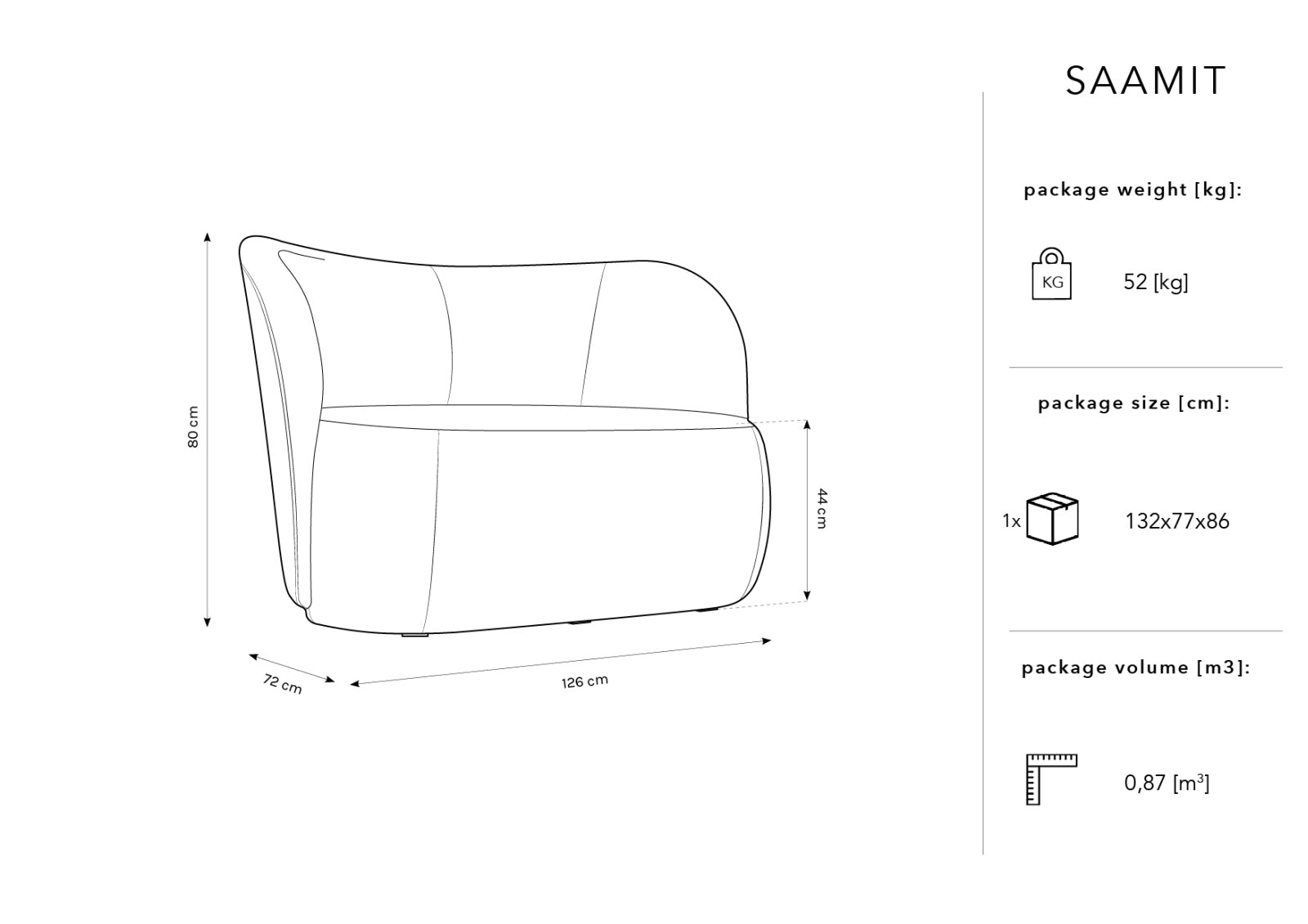 Saamit Boucle Sofa 2 Sitzer in Grey präsentiert im Onlineshop von KAQTU Design AG. 2er Sofa ist von Micadoni