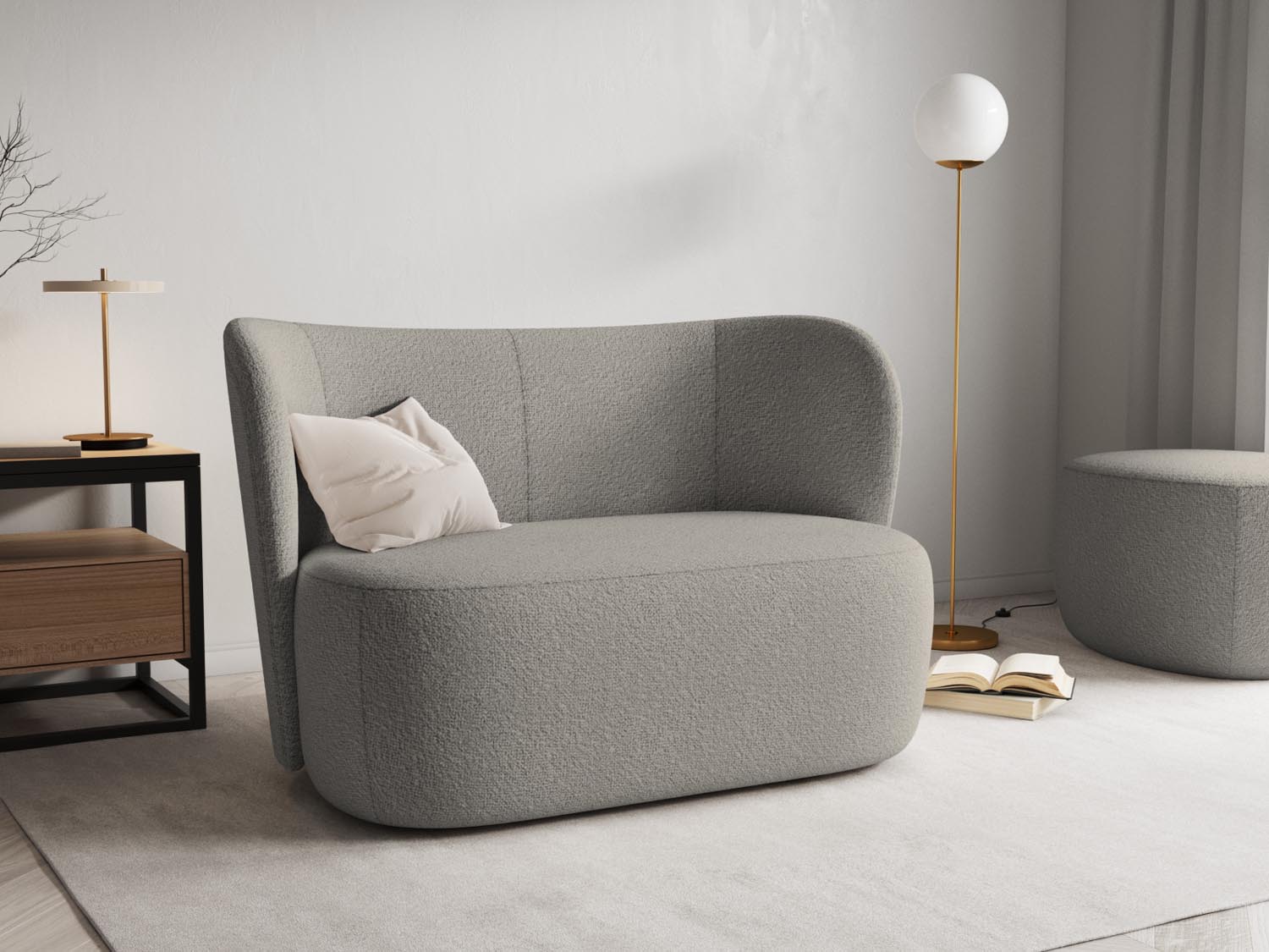 Saamit Boucle Sofa 2 Sitzer in Grey präsentiert im Onlineshop von KAQTU Design AG. 2er Sofa ist von Micadoni