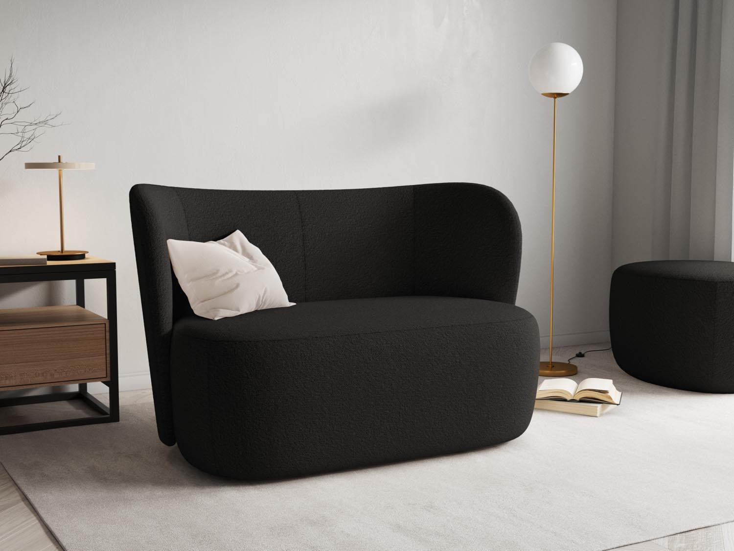Saamit Boucle Sofa 2 Sitzer in Black präsentiert im Onlineshop von KAQTU Design AG. 2er Sofa ist von Micadoni