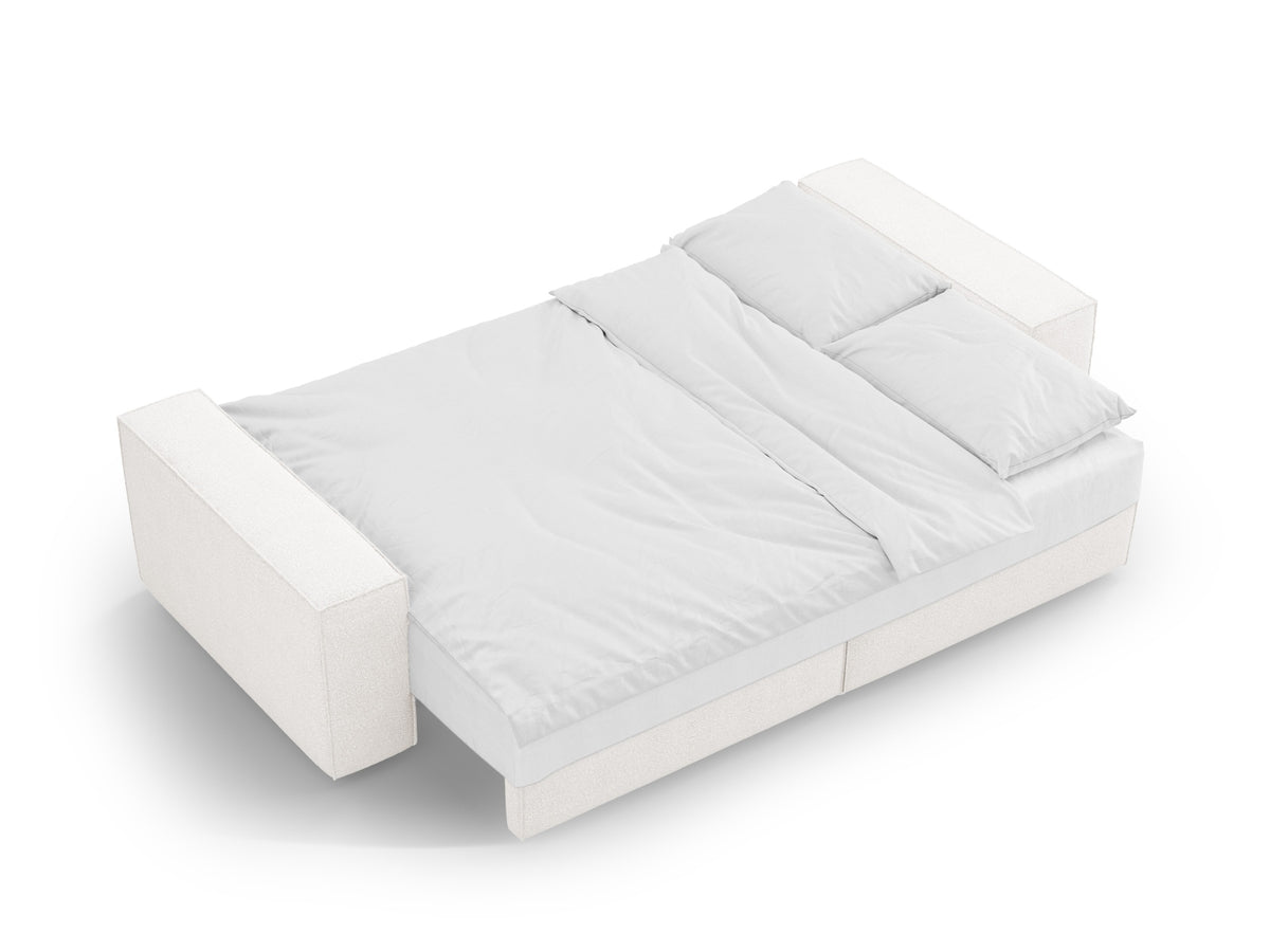 Jodie Boucle Sofa mit Schlaffunktion und Stauraumbox 3 Sitzer in White-Baloo präsentiert im Onlineshop von KAQTU Design AG. Bettsofa ist von Micadoni