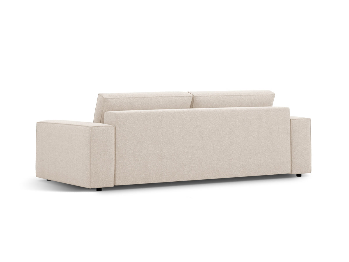 Jodie Boucle Sofa mit Schlaffunktion und Stauraumbox 3 Sitzer in Beige-Baloo präsentiert im Onlineshop von KAQTU Design AG. Bettsofa ist von Micadoni
