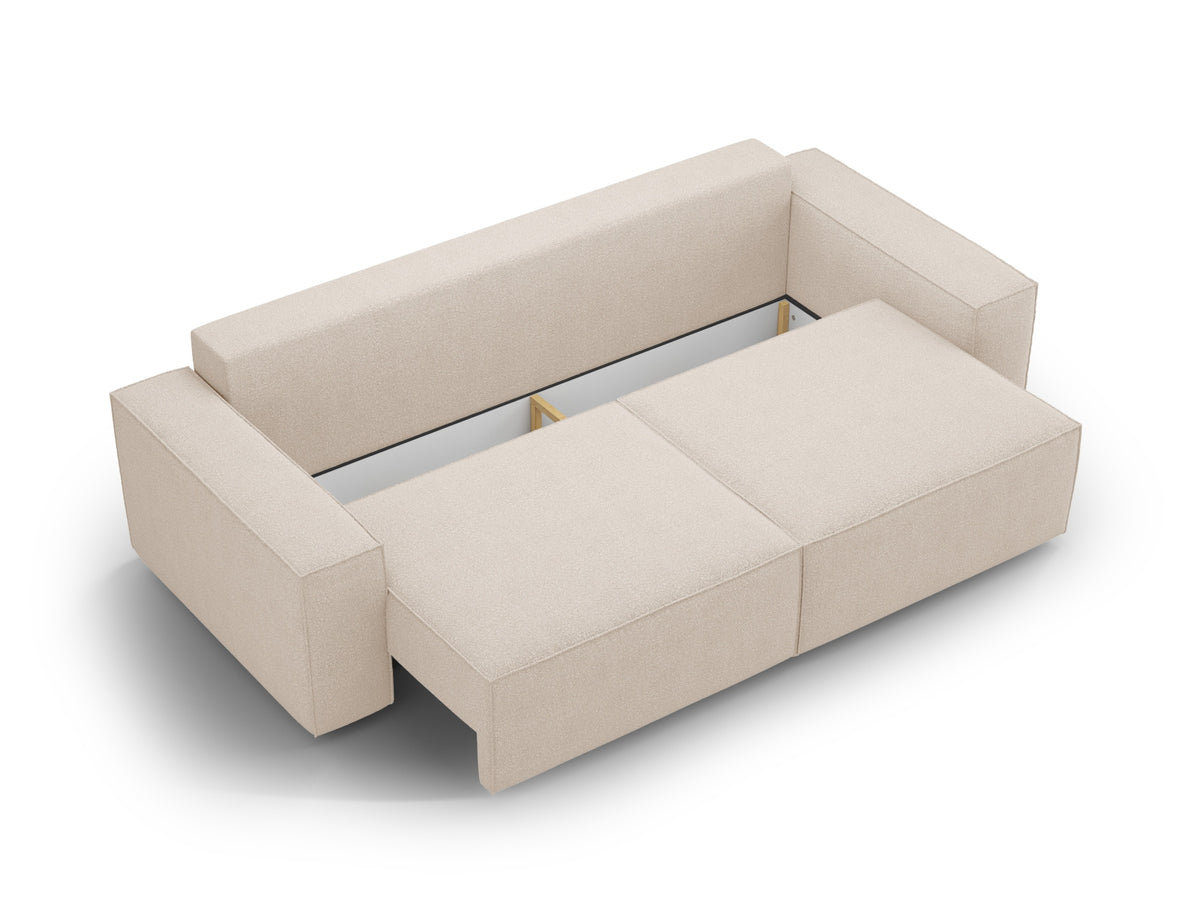 Jodie Boucle Sofa mit Schlaffunktion und Stauraumbox 3 Sitzer in Beige-Baloo präsentiert im Onlineshop von KAQTU Design AG. Bettsofa ist von Micadoni