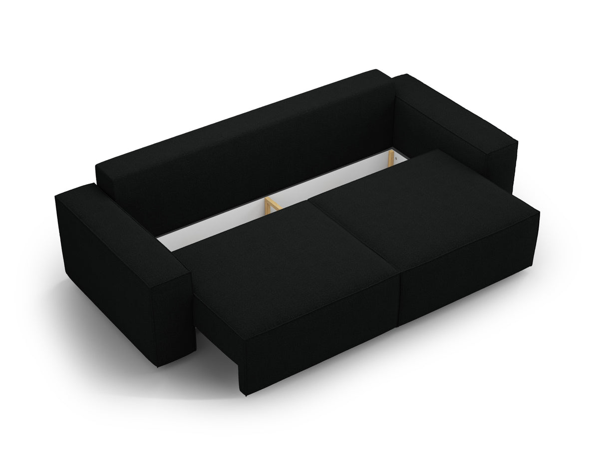 Jodie Boucle Sofa mit Schlaffunktion und Stauraumbox 3 Sitzer in Black-Baloo präsentiert im Onlineshop von KAQTU Design AG. Bettsofa ist von Micadoni