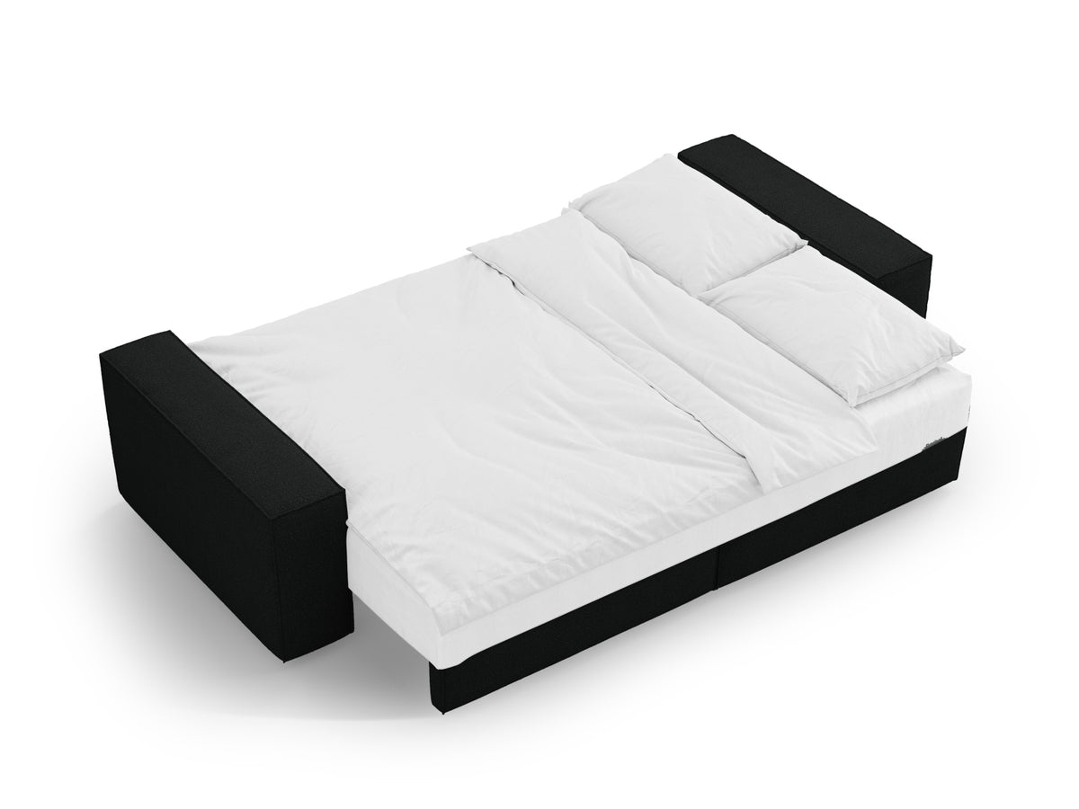Jodie Boucle Sofa mit Schlaffunktion und Stauraumbox 3 Sitzer in Black-Baloo präsentiert im Onlineshop von KAQTU Design AG. Bettsofa ist von Micadoni