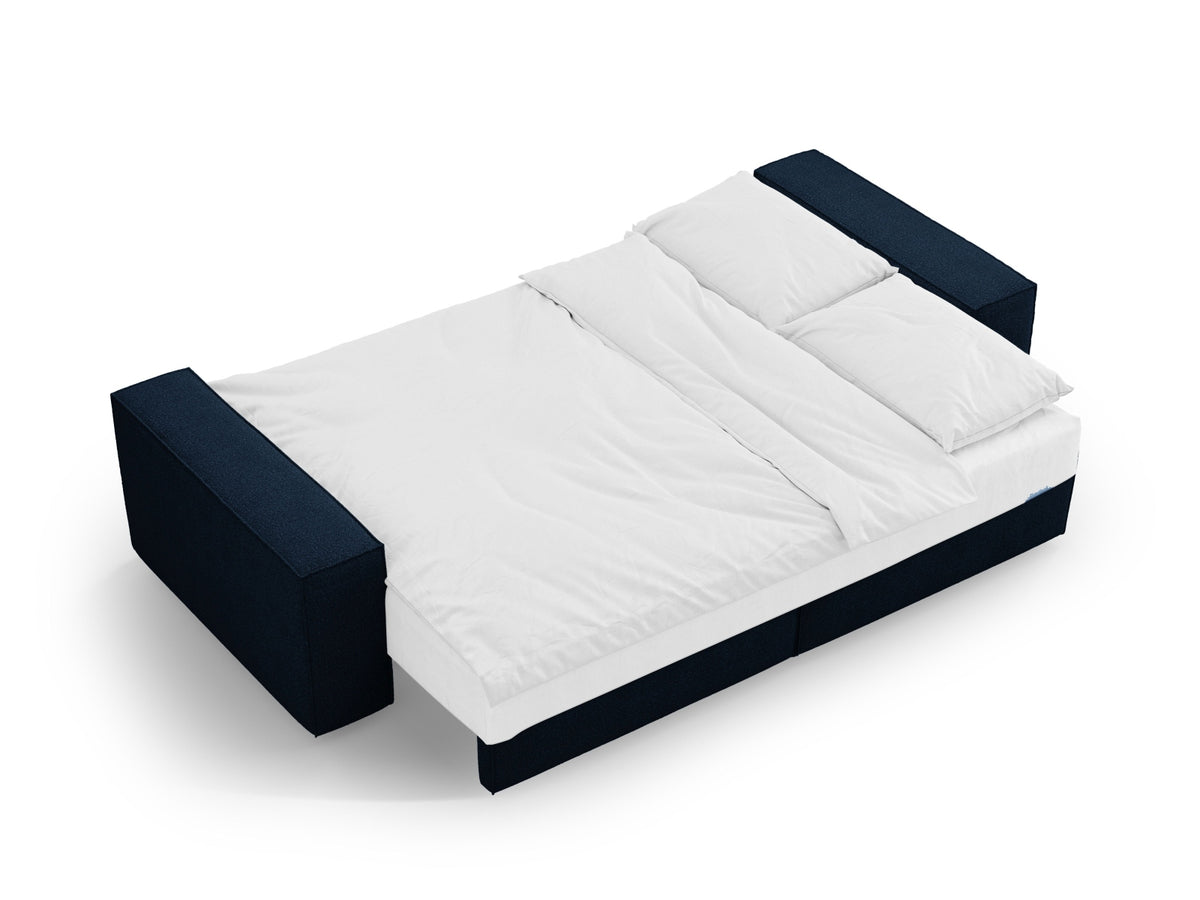 Jodie Boucle Sofa mit Schlaffunktion und Stauraumbox 3 Sitzer in Dark Blue-Baloo präsentiert im Onlineshop von KAQTU Design AG. Bettsofa ist von Micadoni