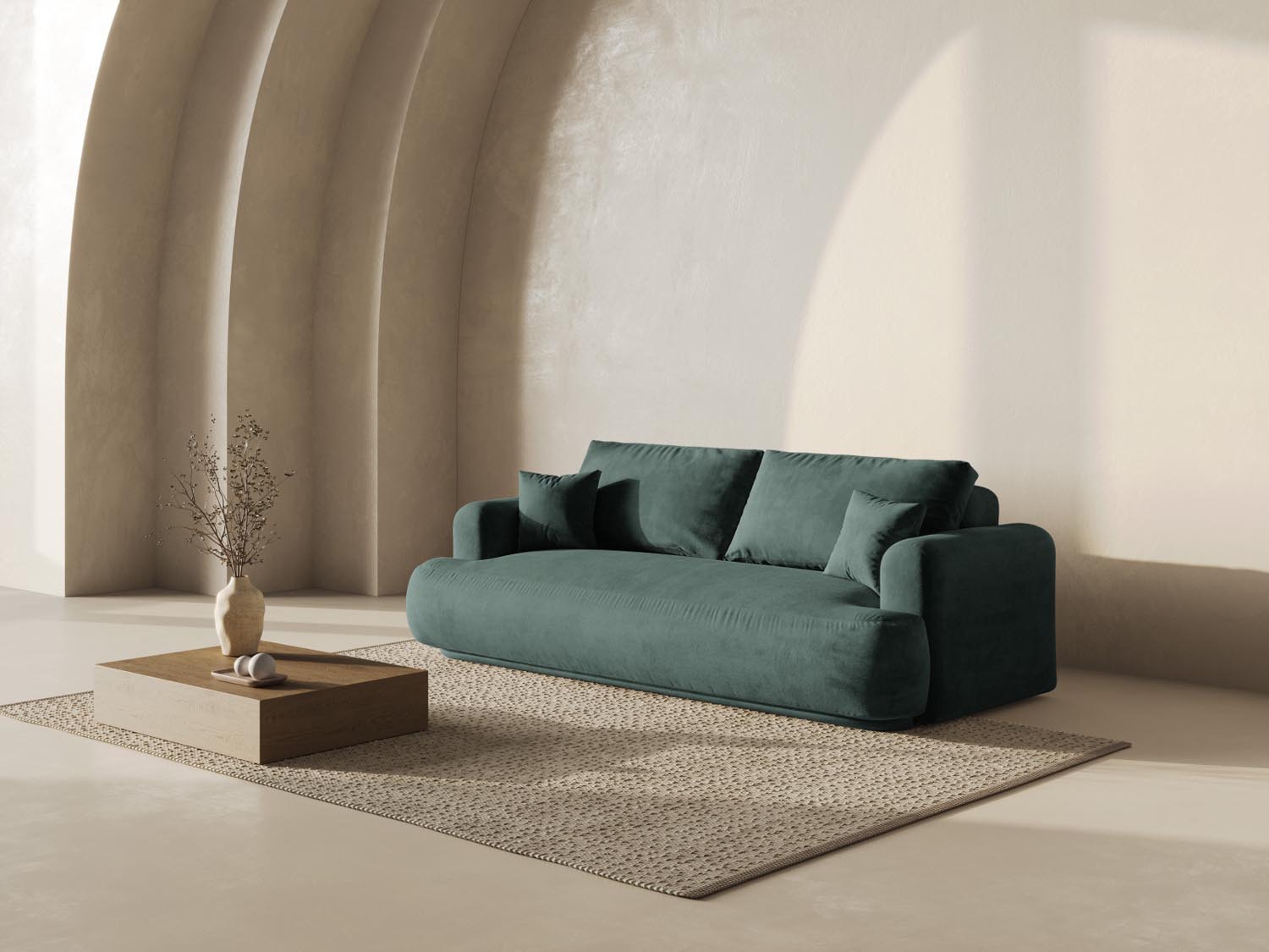 Entdecken Sie das elegante Ella Velour Sofa von Micadoni! Dieses 3-Sitzer Sofa vereint Schlaffunktion und praktischen Stauraum für Ihr Zuhause.