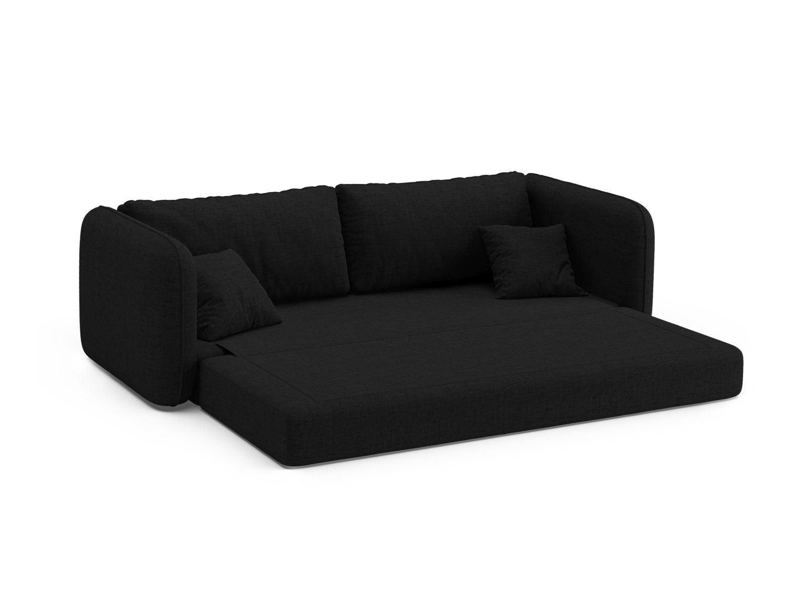 Stylisches 3-Sitzer Schlafsofa Dormi von Micadoni in zeitlosem Schwarz, ideal für gemütliche Abende und als Gästebett. Vielseitig und funktional.