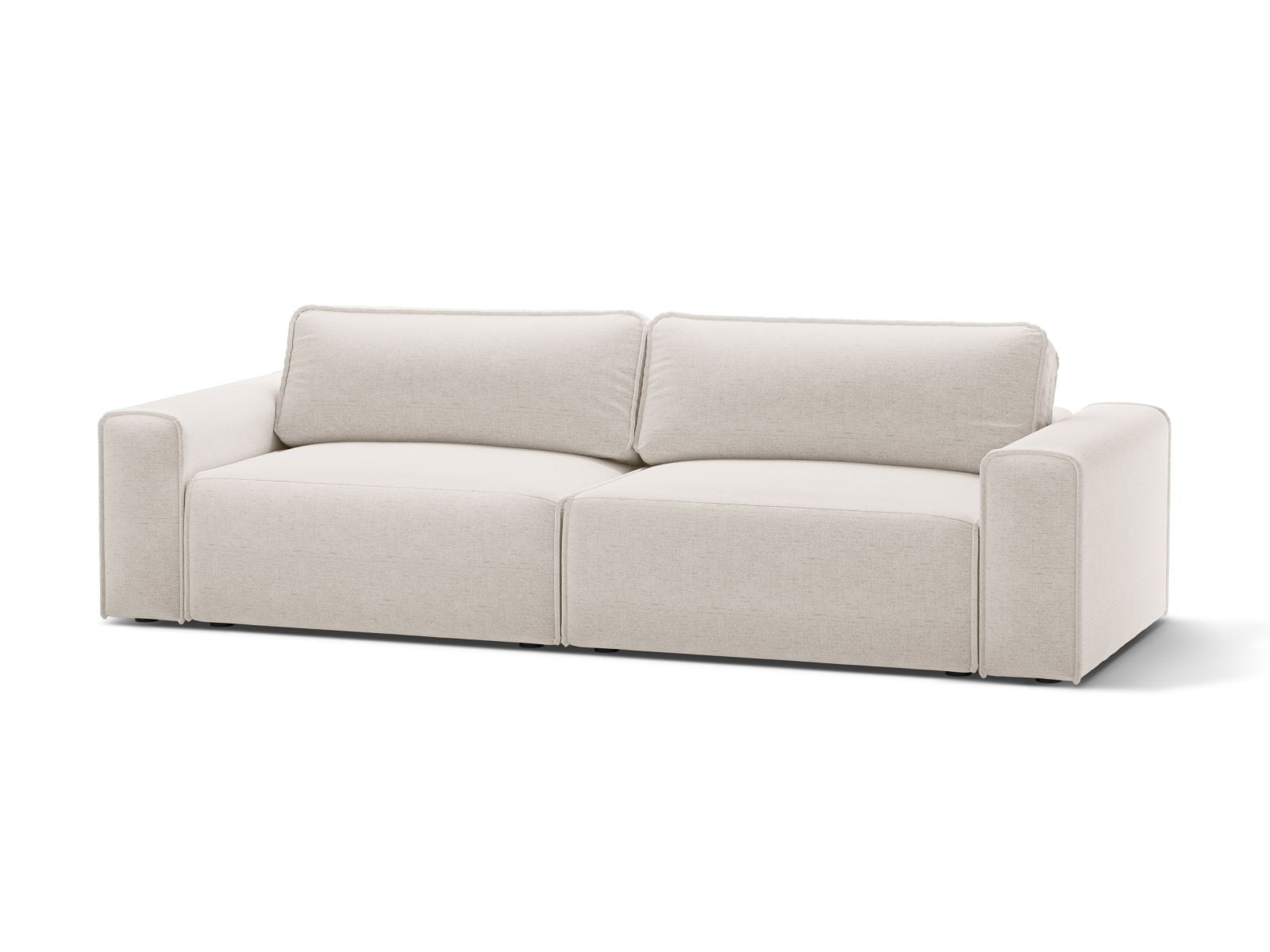 Elegantes 3-Sitzer Sofa Victor in hellem Beige, ideal als Bettsofa mit praktischer Schlaffunktion und integriertem Stauraum.