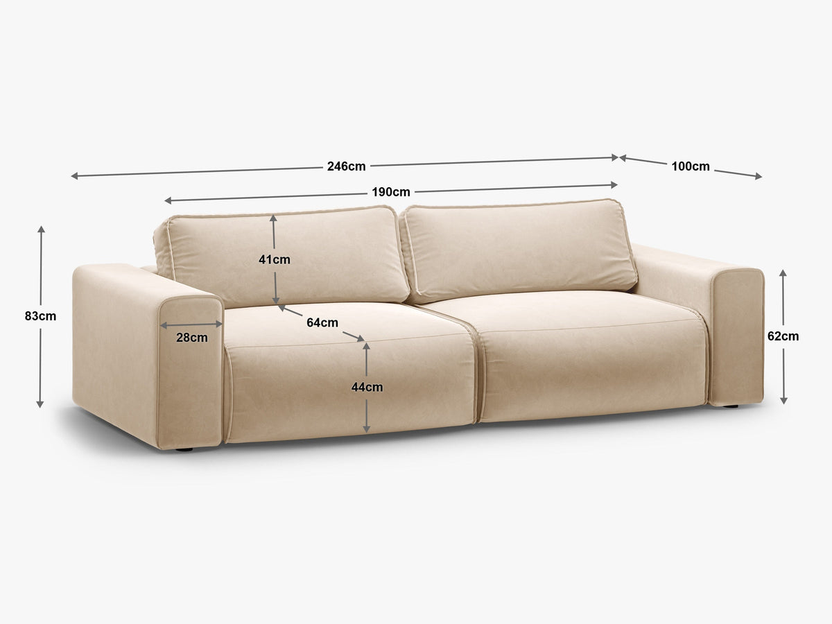 3-Sitzer Sofa Victor mit Schlaffunktion und Stauraum in Light Beige-Moly präsentiert im Onlineshop von KAQTU Design AG. Bettsofa ist von Micadoni