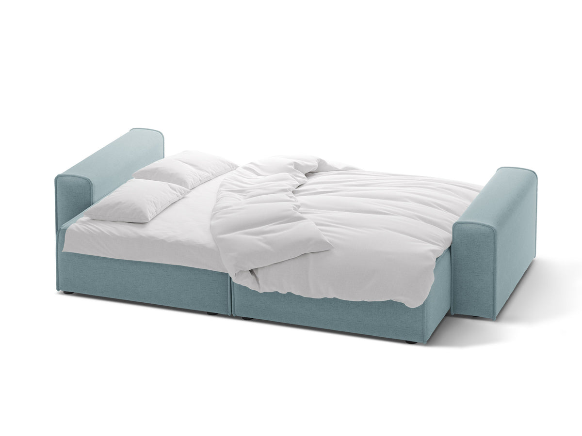 3-Sitzer Sofa Victor mit Schlaffunktion und Stauraum in Light Blue-Moly präsentiert im Onlineshop von KAQTU Design AG. Bettsofa ist von Micadoni