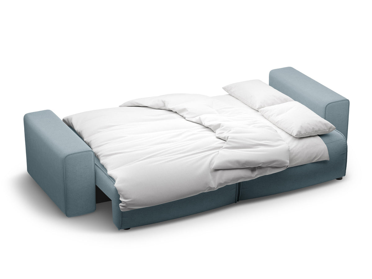 3-Sitzer Sofa Victor mit Schlaffunktion und Stauraum in Light Blue-Moly präsentiert im Onlineshop von KAQTU Design AG. Bettsofa ist von Micadoni