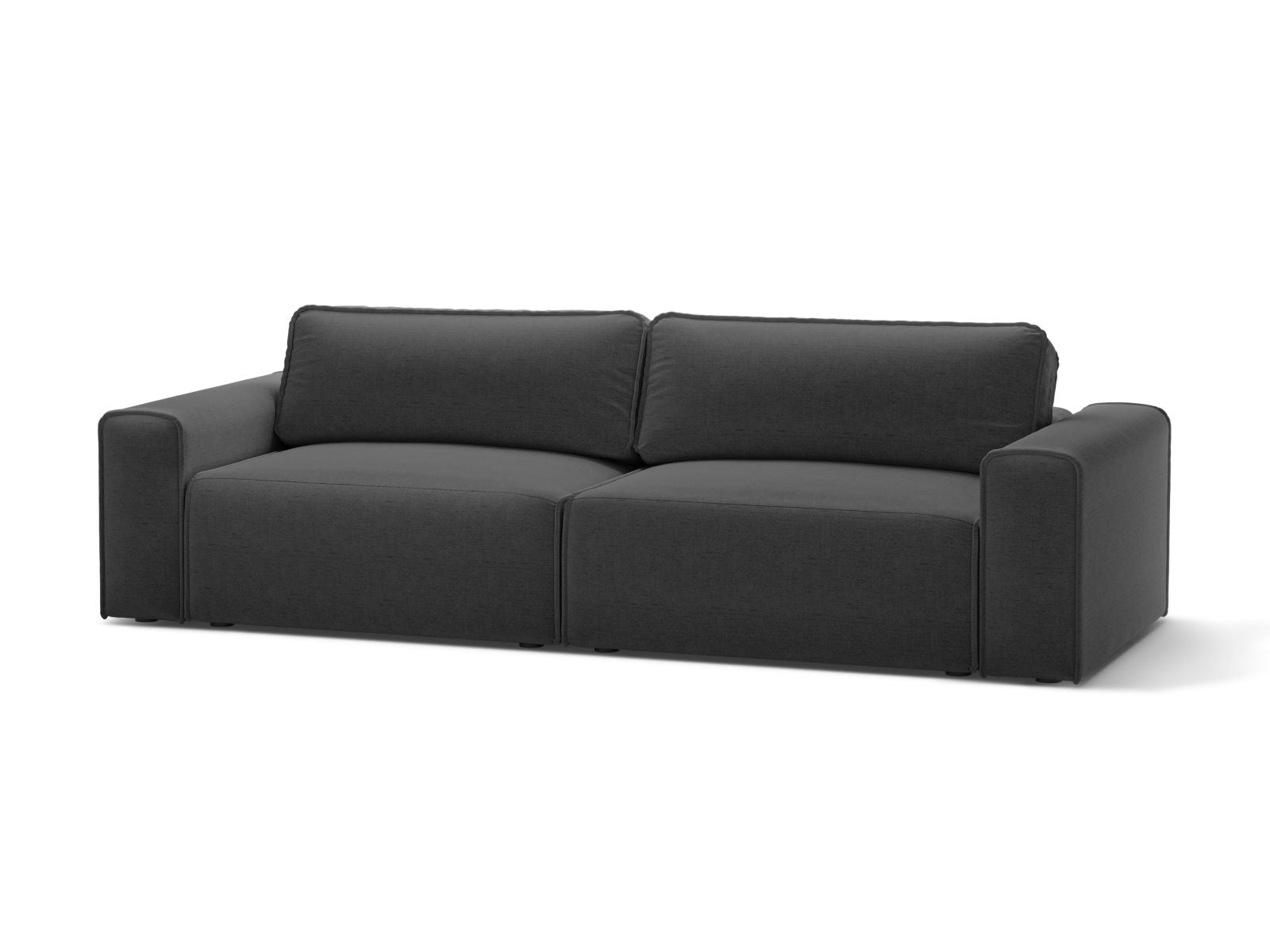 Stylisches 3-Sitzer Sofa Victor in Anthrazit mit praktischer Schlaffunktion und integriertem Stauraum, ideal für jedes Wohnzimmer.