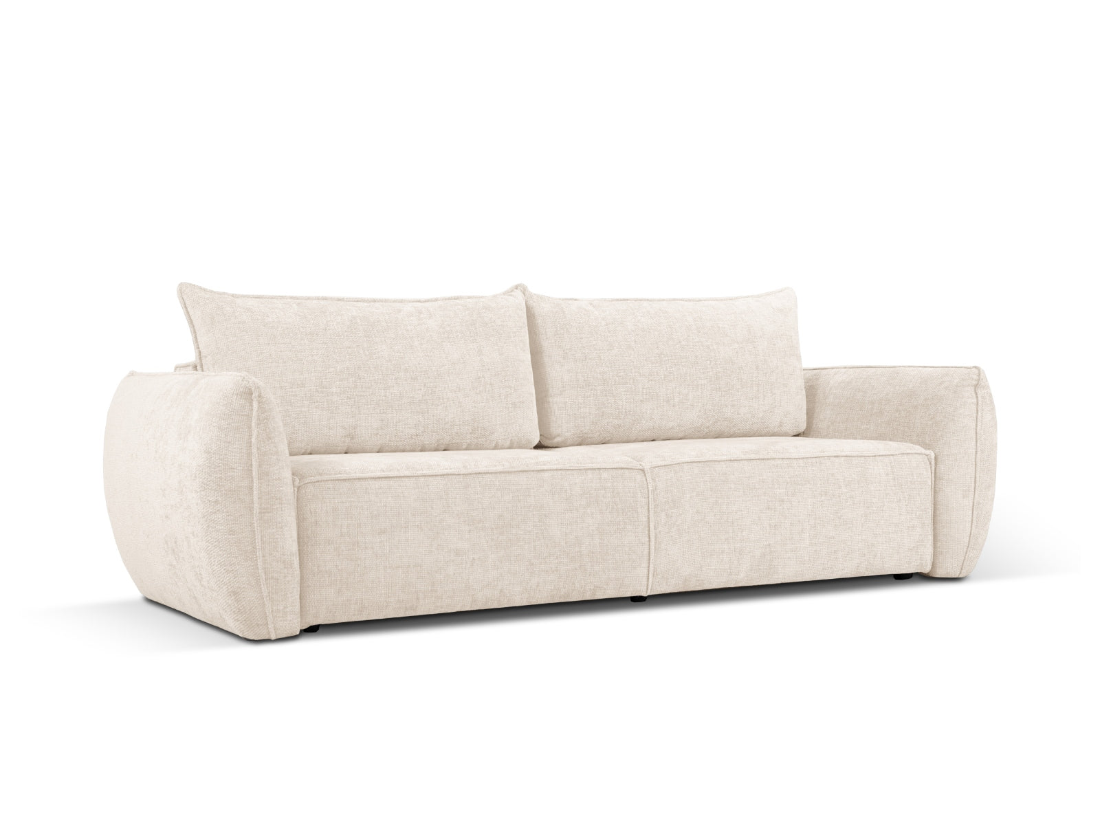 Elegantes Kaelle Sofa in Light Beige mit Schlaffunktion und Stauraum, ideal für stilvolle Wohnräume und Gästeübernachtungen.