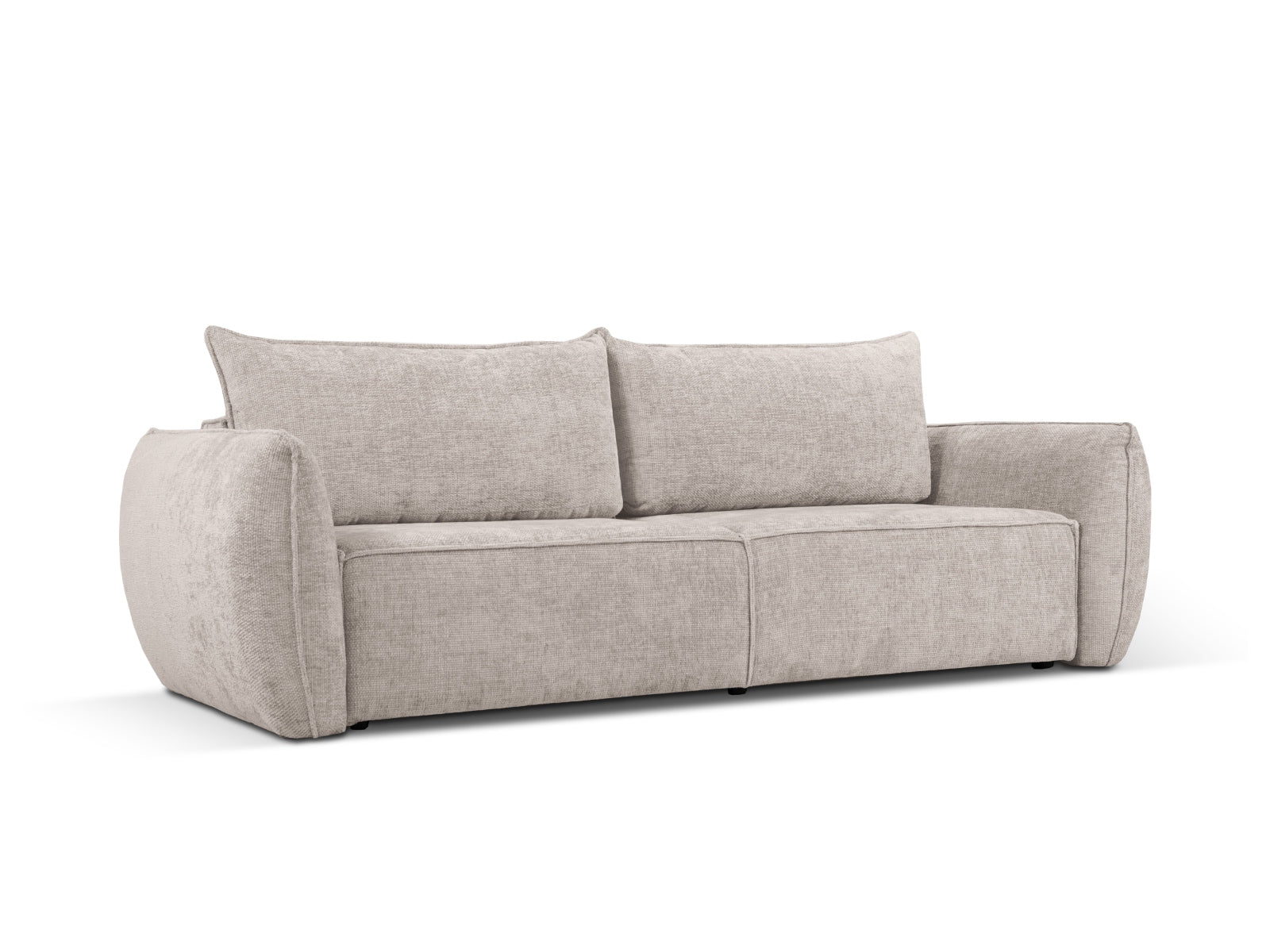 Beige Kaelle Sofa von Micadoni, 3-Sitzer mit Schlaffunktion und Stauraum, ideal für stilvolle Wohnräume und Gästezimmer.