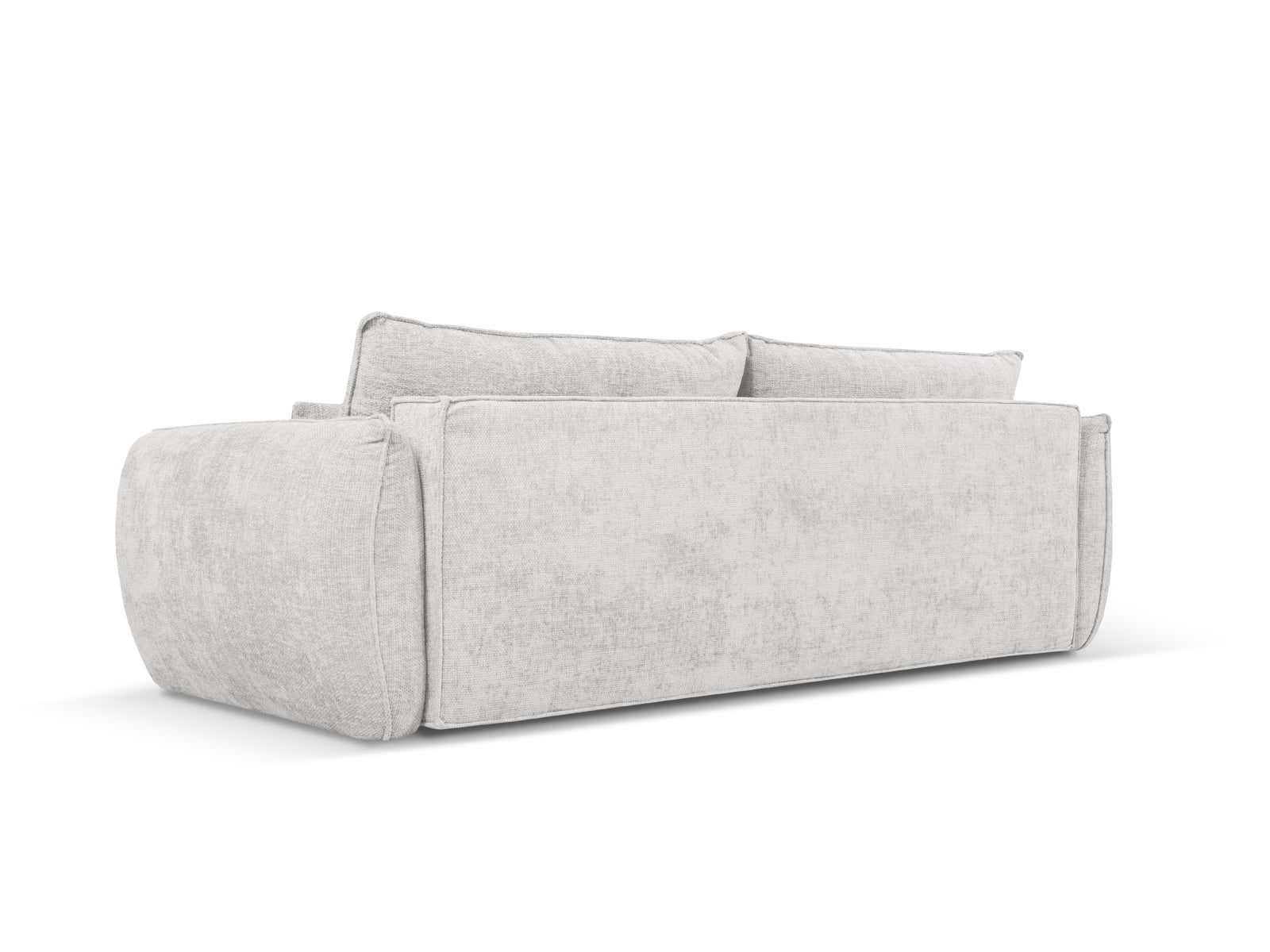 Stylisches hellgraues Bettsofa Kaelle von Micadoni, 3-Sitzer mit praktischer Schlaffunktion und integriertem Stauraum für optimalen Komfort.