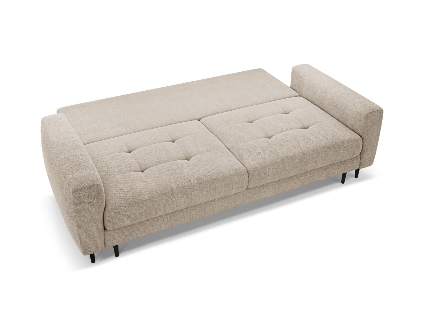 Beige 3-Sitzer Sofa Bemy von Micadoni, stilvolles Bettsofa mit Schlaffunktion und integriertem Stauraum für vielseitige Nutzung.