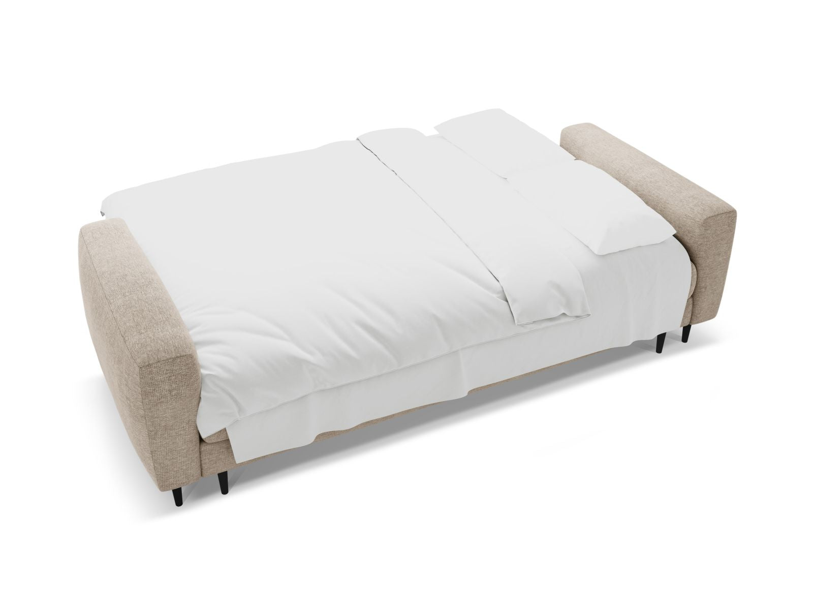 Beige 3-Sitzer Sofa Bemy von Micadoni, elegantes Bettsofa mit praktischer Schlaffunktion und cleverem Stauraum für jeden Wohnraum.