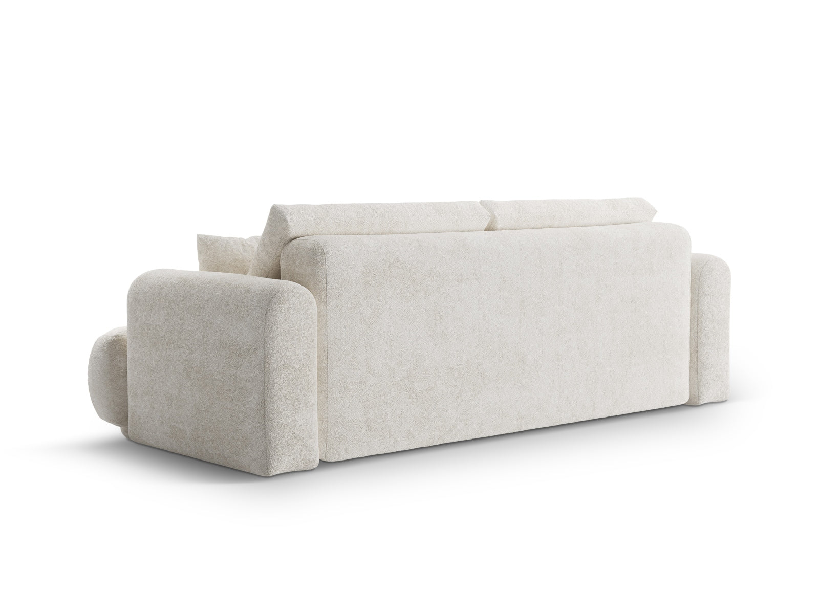 Erleben Sie das stilvolle Ella Boucle Sofa von Micadoni: ein funktionales 3-Sitzer Sofa mit Schlaffunktion und praktischem Stauraum für Ihr Zuhause.