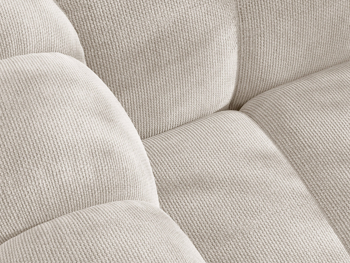 Micadoni Lupine 3er Sofa in leichtem Beige mit Bettfunktion, Stauraum im Bettkasten und schwarzen Kunststoffbeinen, Stoffbezug Eden 2 Pearl