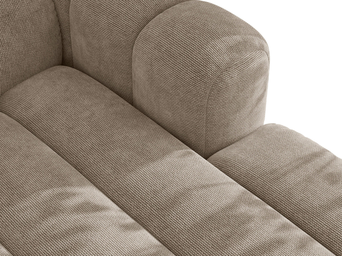 Micadoni Lupine 3er Sofa in leichtem Beige mit Bettfunktion, Stauraum im Bettkasten und schwarzen Kunststoffbeinen, Stoffbezug Eden 2 Pearl