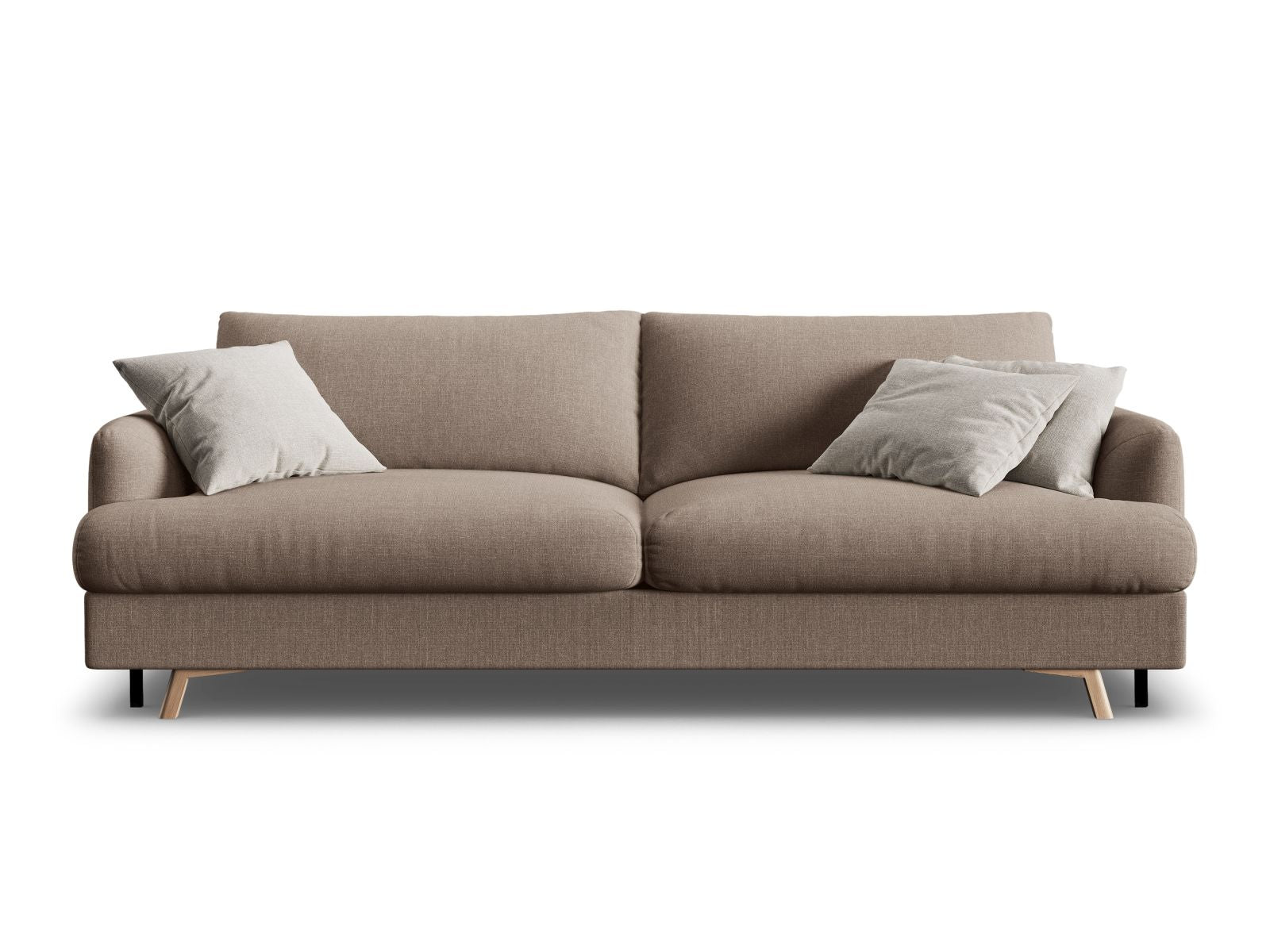3-Sitzer Sofa Naomi mit Schlaffunktion und Stauraum in Cappuccino-Liberty präsentiert im Onlineshop von KAQTU Design AG. Bettsofa ist von Micadoni