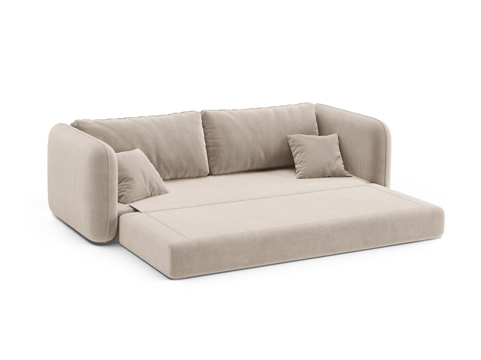 Beige 3-Sitzer Sofa Dormi von Micadoni, stilvolles Bettsofa mit Schlaffunktion, ideal für gemütliche Abende und spontane Übernachtungen.