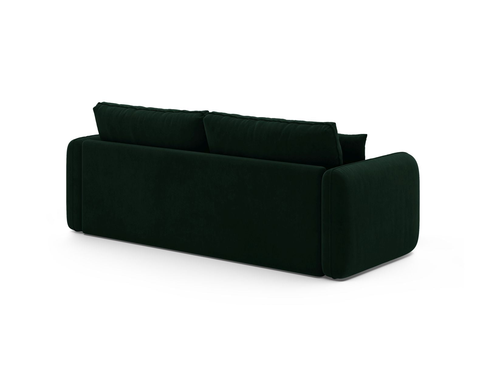 Elegantes 3-Sitzer Sofa Dormi in stilvollem Flaschengrün, ideal für Wohnräume und als praktisches Schlafsofa für Übernachtungsgäste.