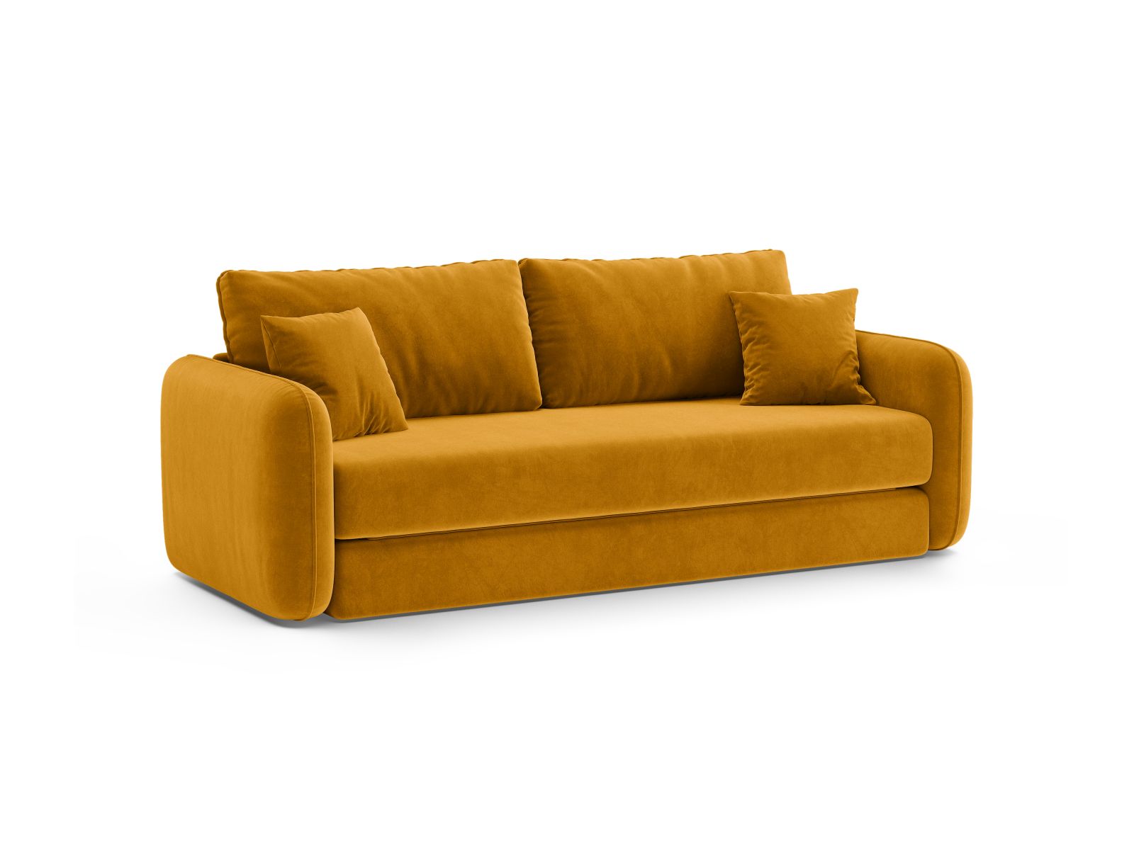 Elegantes 3-Sitzer Sofa Dormi in Gelb mit Schlaffunktion, ideal für stilvolle Wohnräume und flexible Nutzung. Von Micadoni.